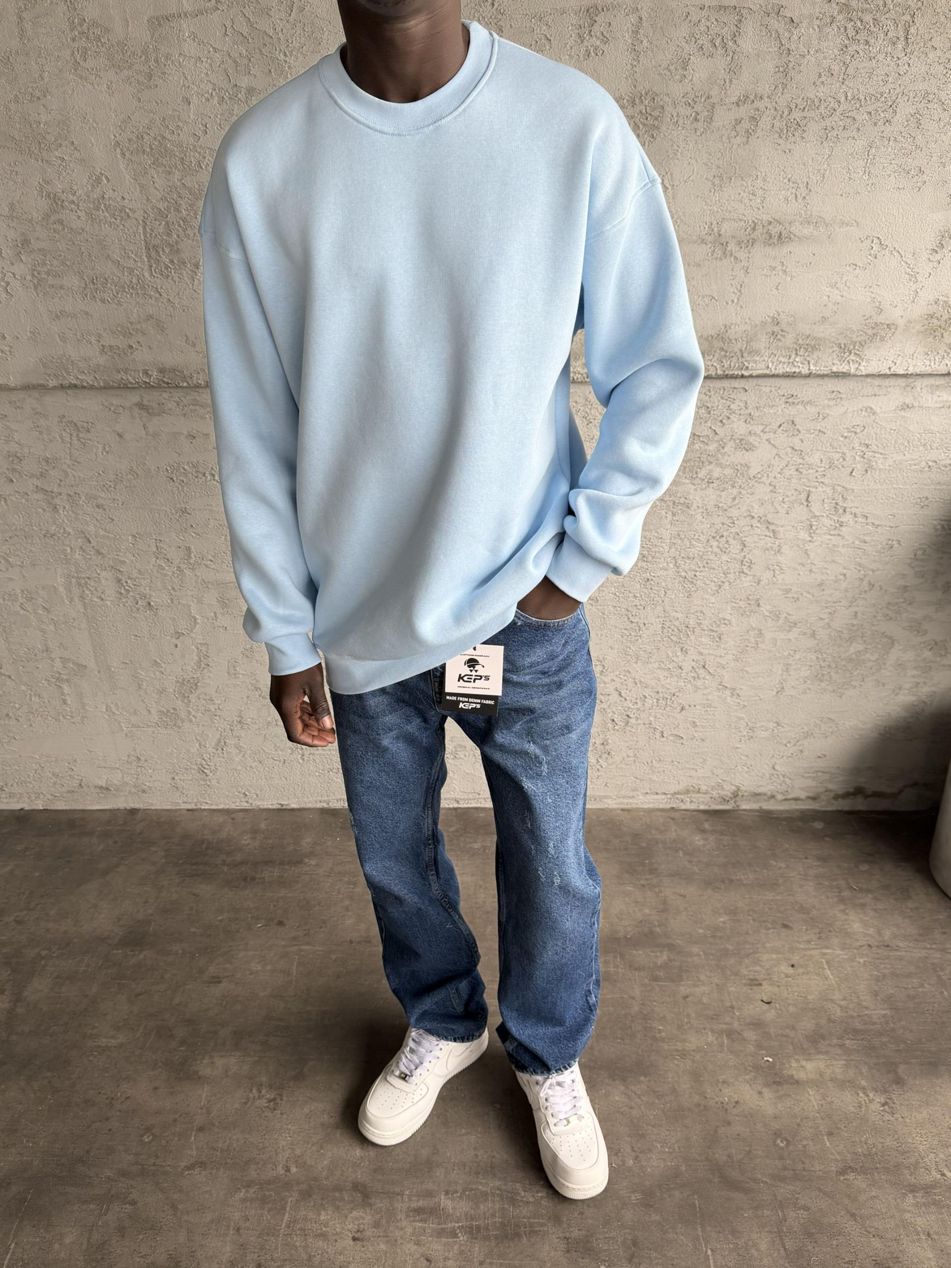 Bebe Mavi Bisiklet Yaka Basic Sweatshirt