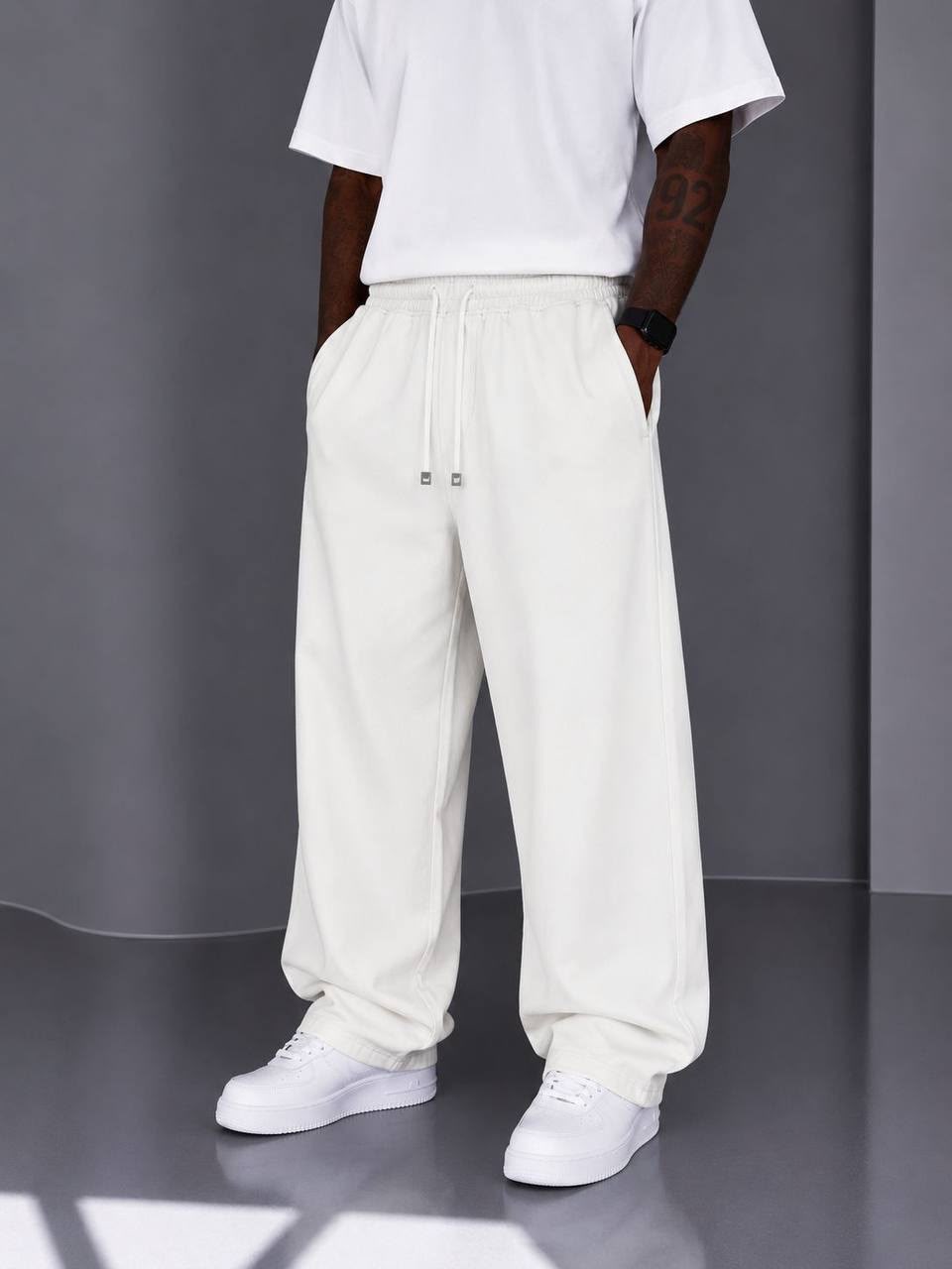 Ekru Gabardin Kumaş Baggy Pantolon