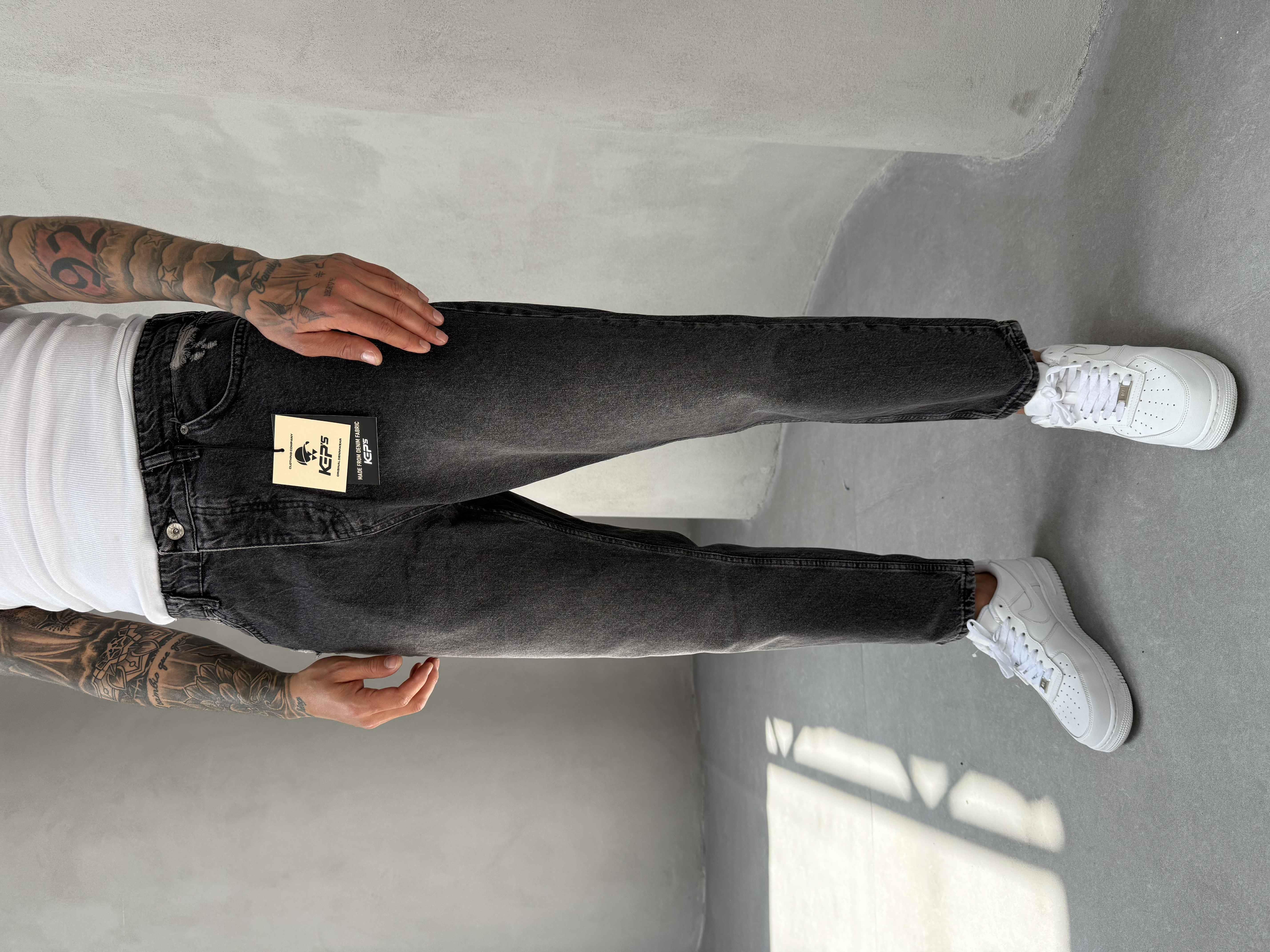 Füme Lazer Detaylı Boyfriend Jean