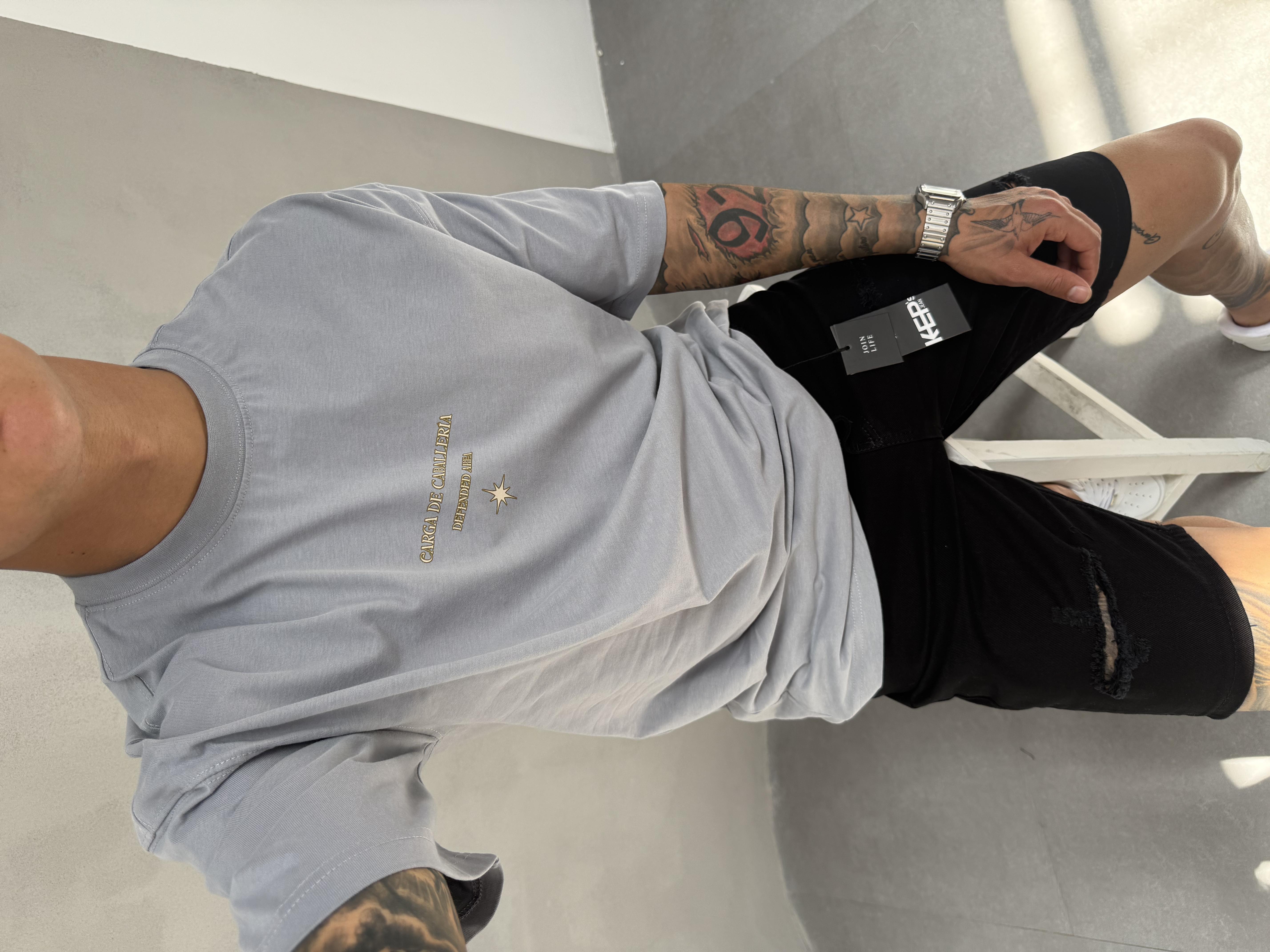 Füme Oversize Baskılı T-Shirt