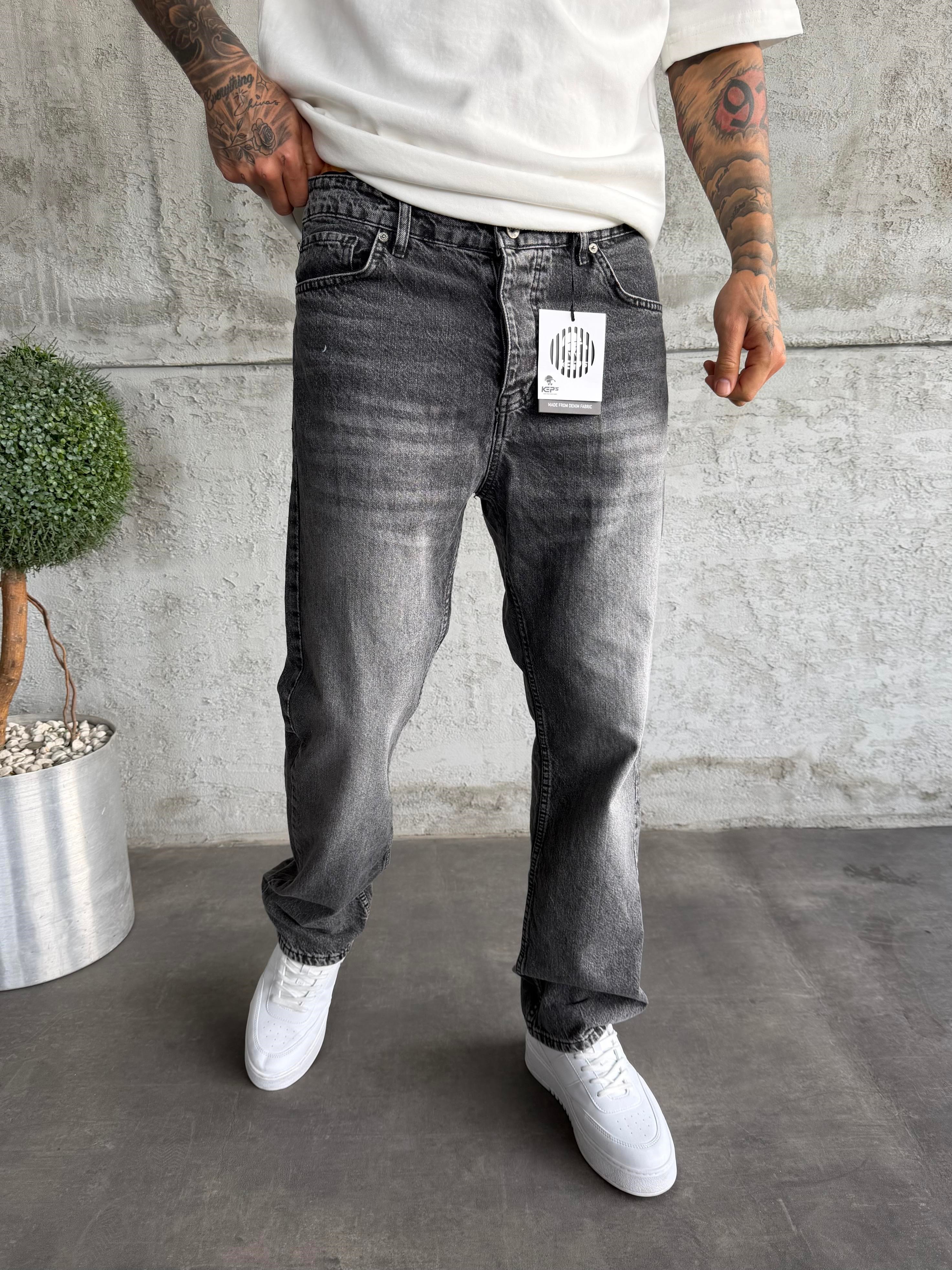 Füme Taşlamalı Baggy Jean