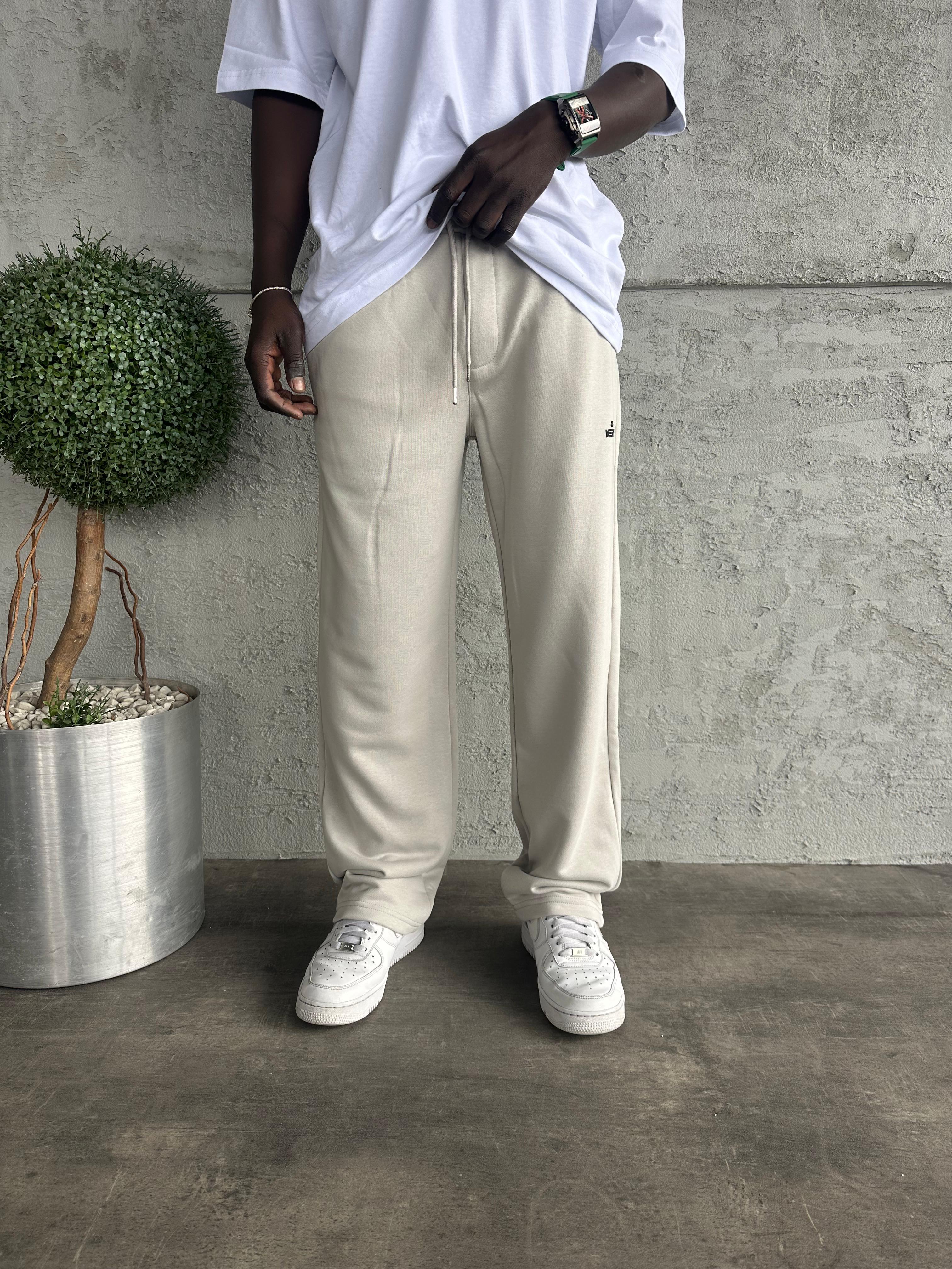 Gri  Yazı Detaylı Baggy Eşofman