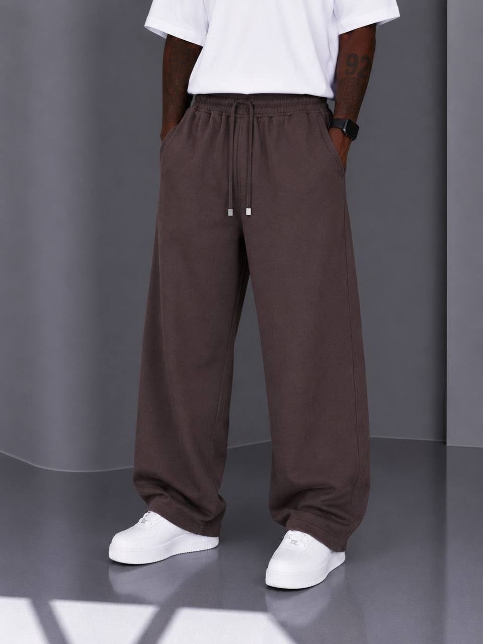 Kahve Gabardin Kumaş Baggy Pantolon