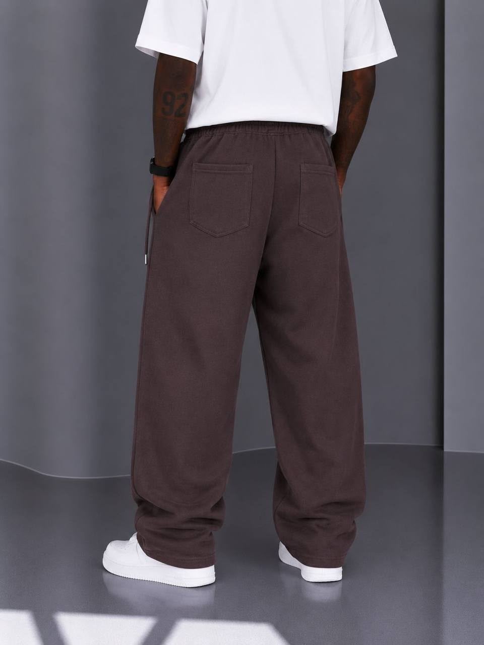 Kahve Gabardin Kumaş Baggy Pantolon