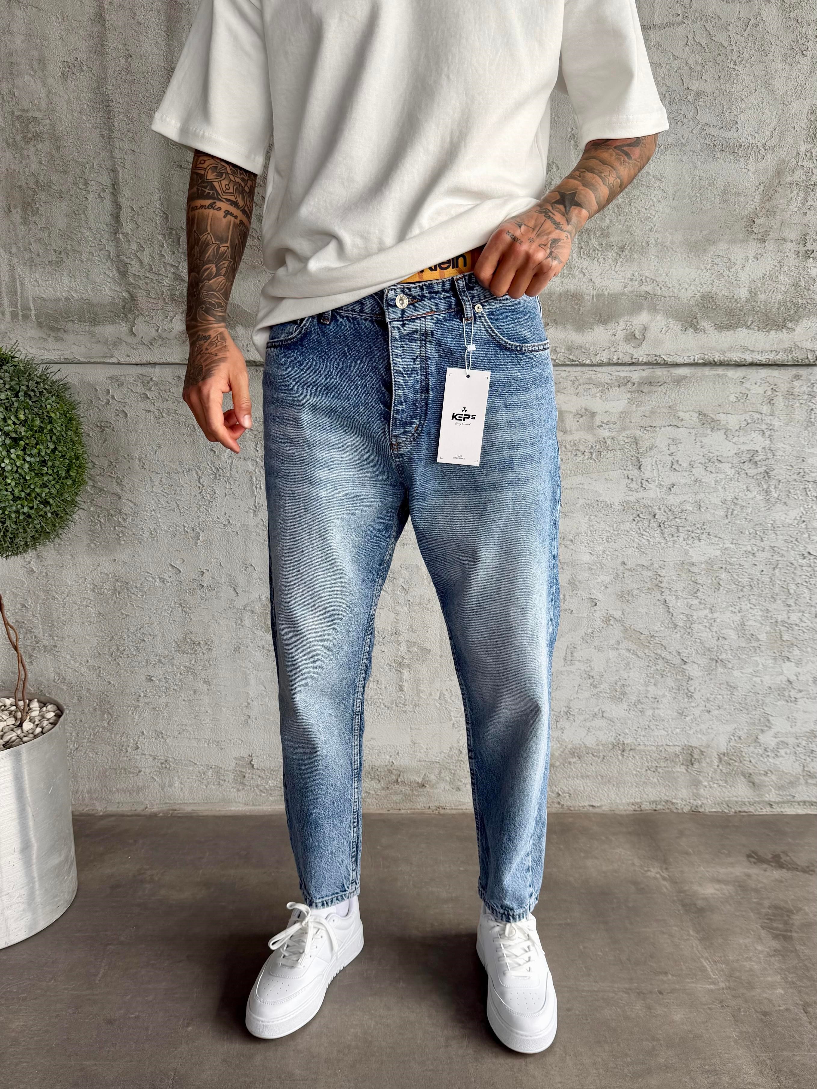 Koyu Mavi Yıkamalı Boyfriend Jean