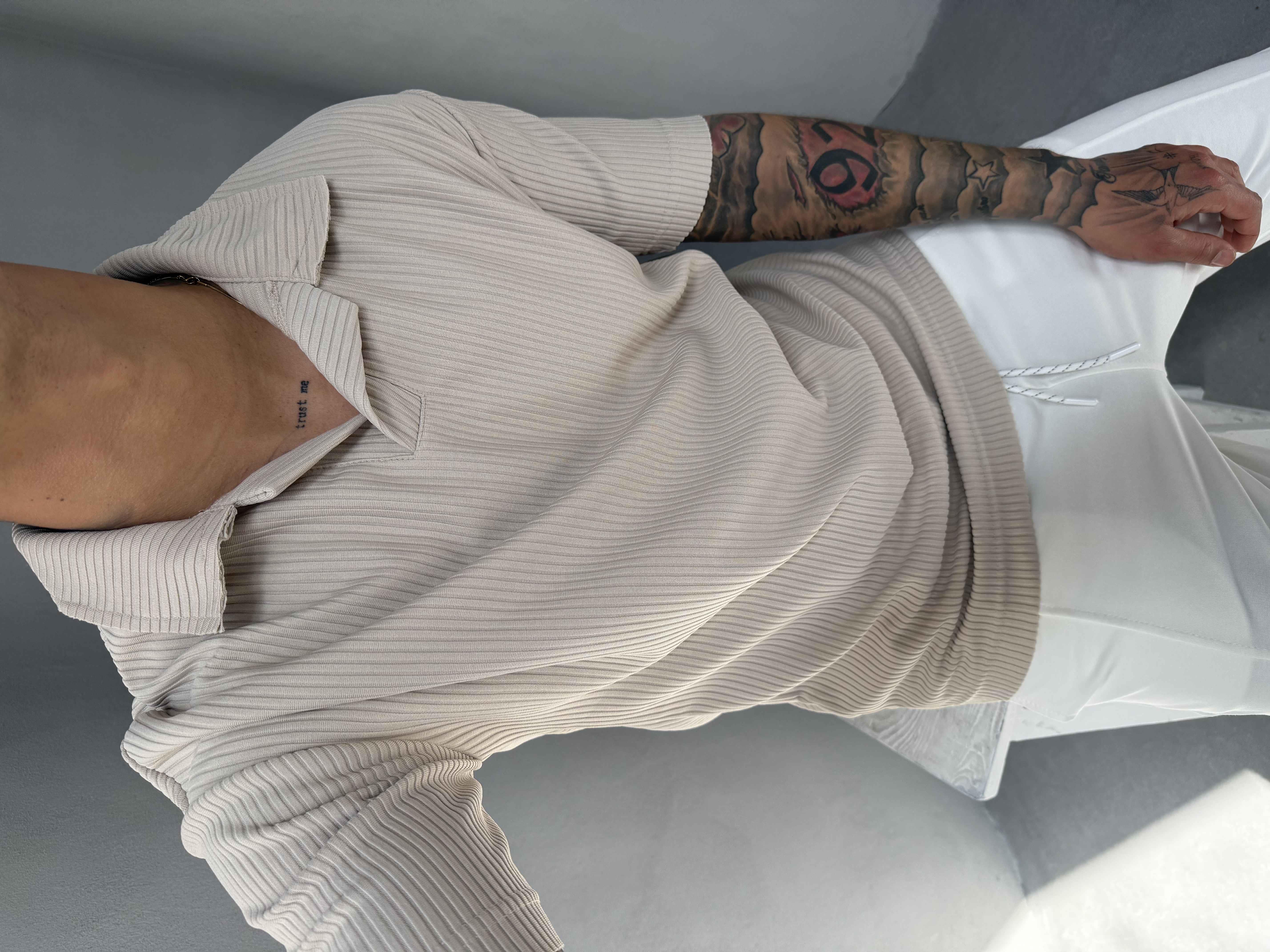Krem Polo Yaka T-Shirt
