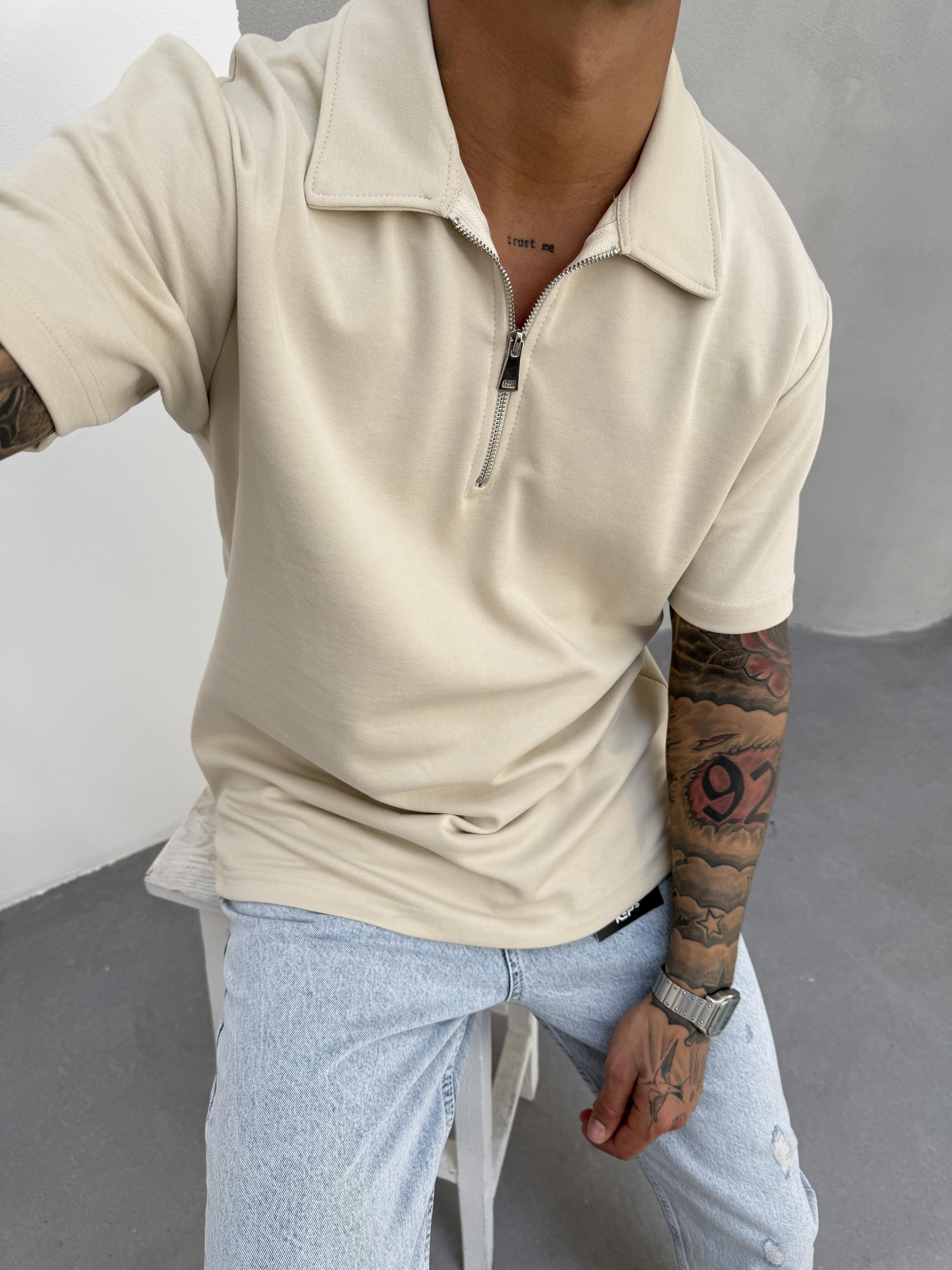 Krem Polo Yaka T-Shirt