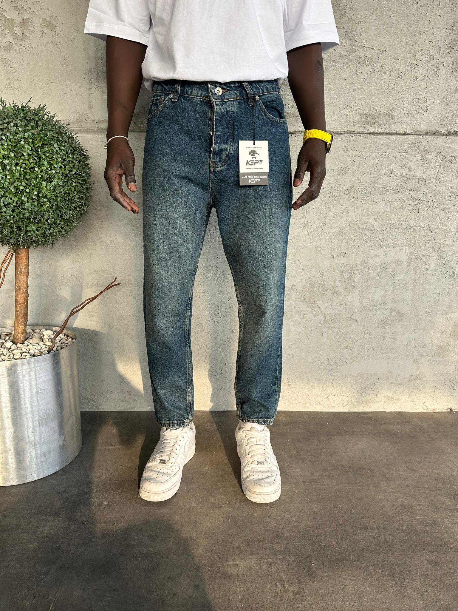 Lacivert Yıkamalı Boyfriend Jean