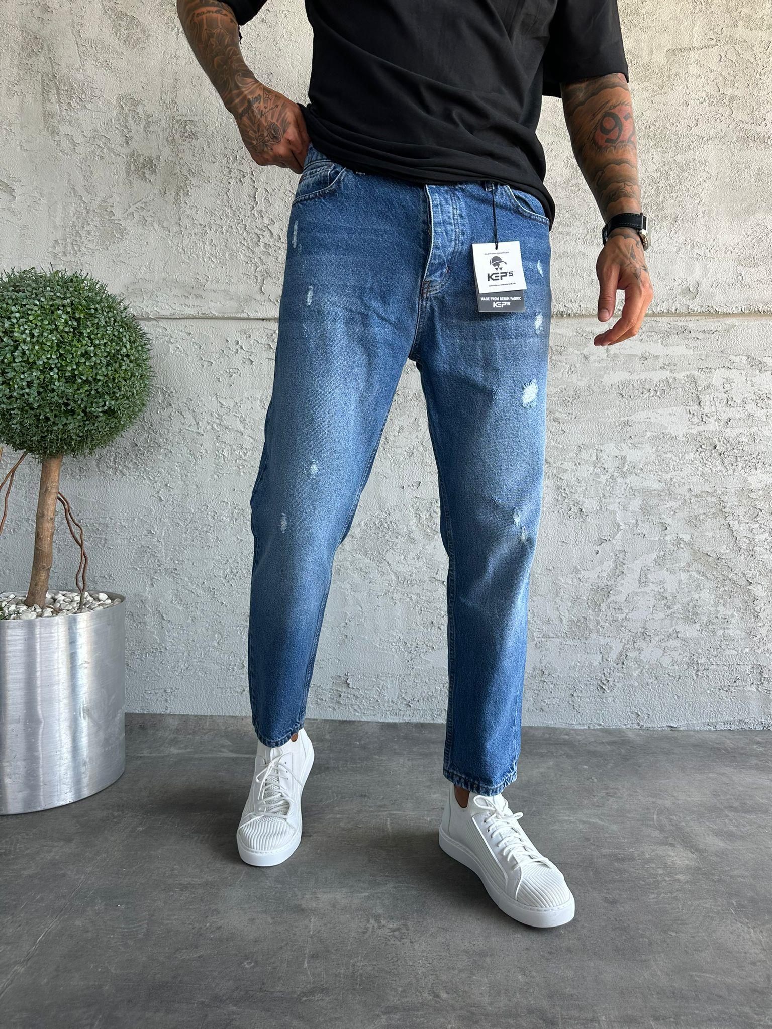 Mavi Lazer Detaylı Boyfriend Jean