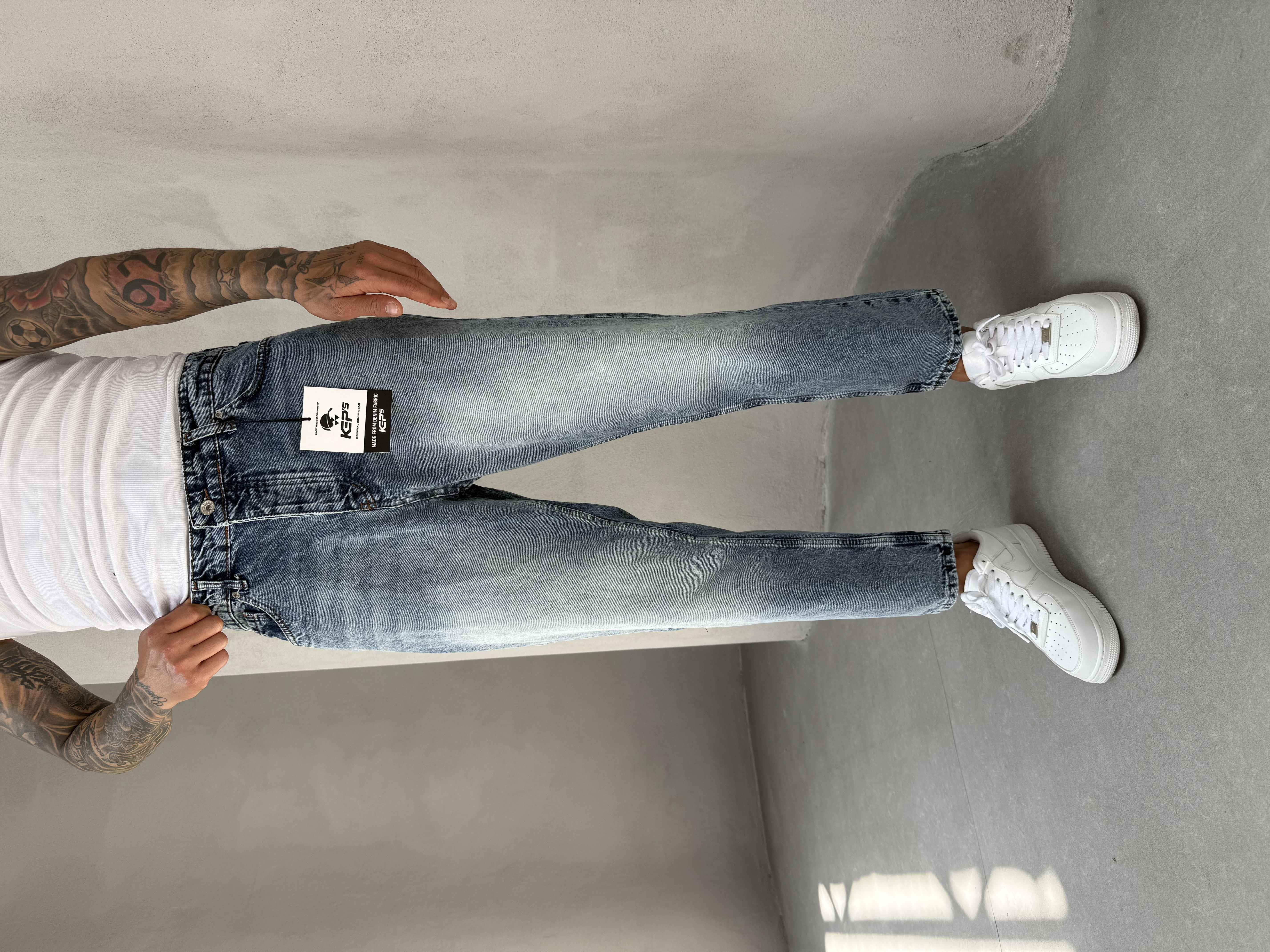 Mavi Taşlamalı Boyfriend Jean