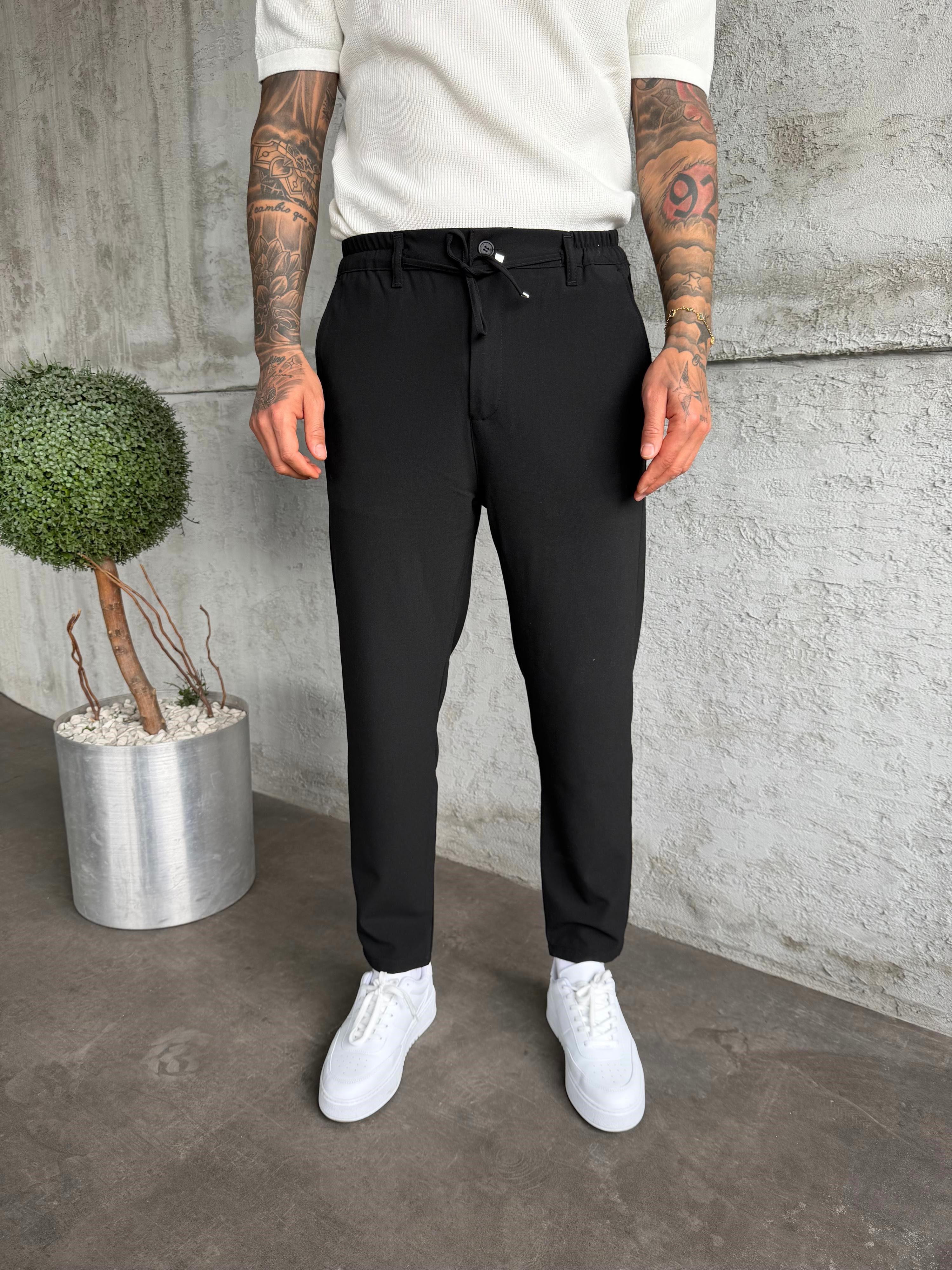 Siyah Regular Fit Kumaş Pantolon