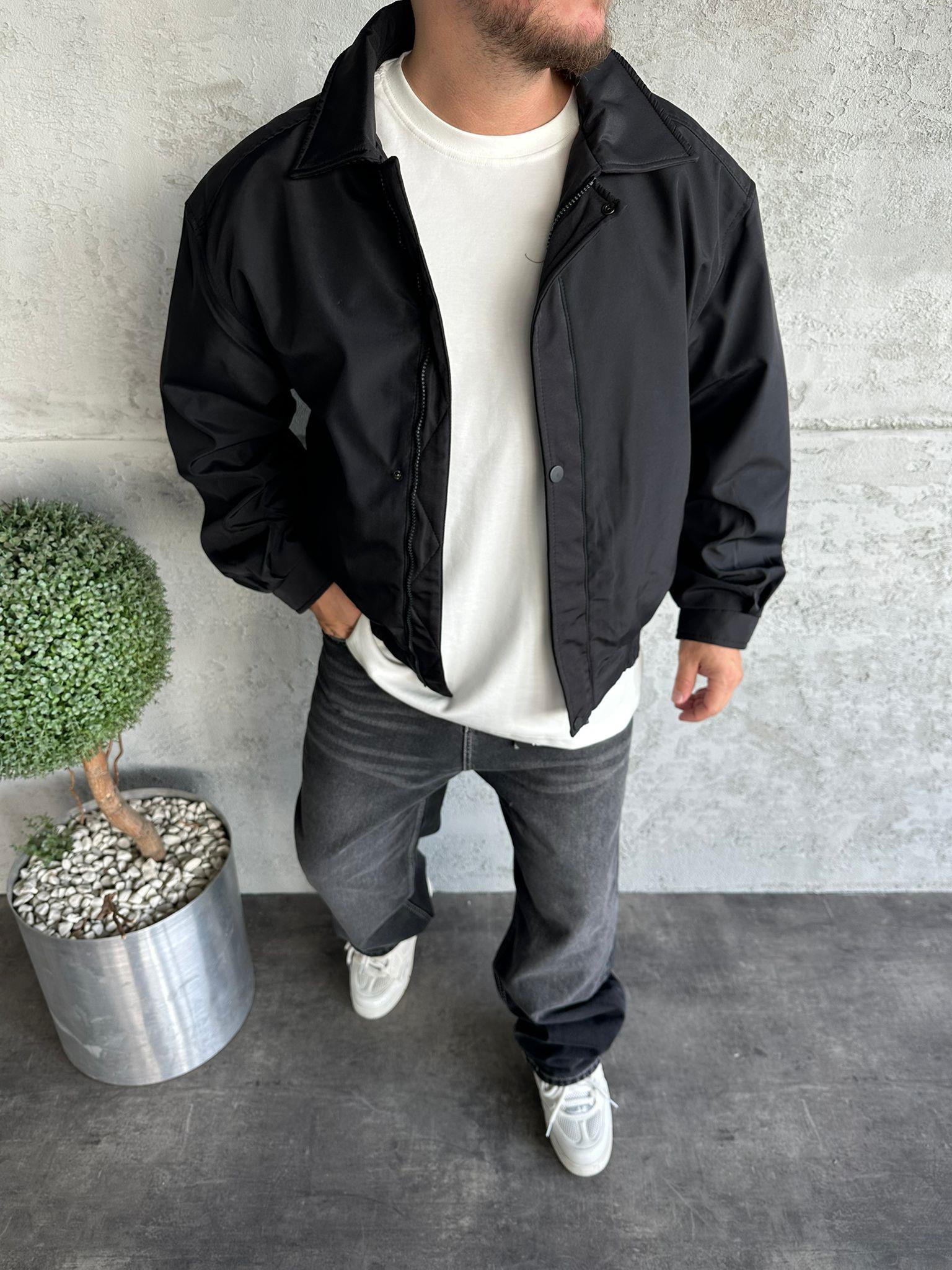 Siyah Yağmurluk Bomber Ceket