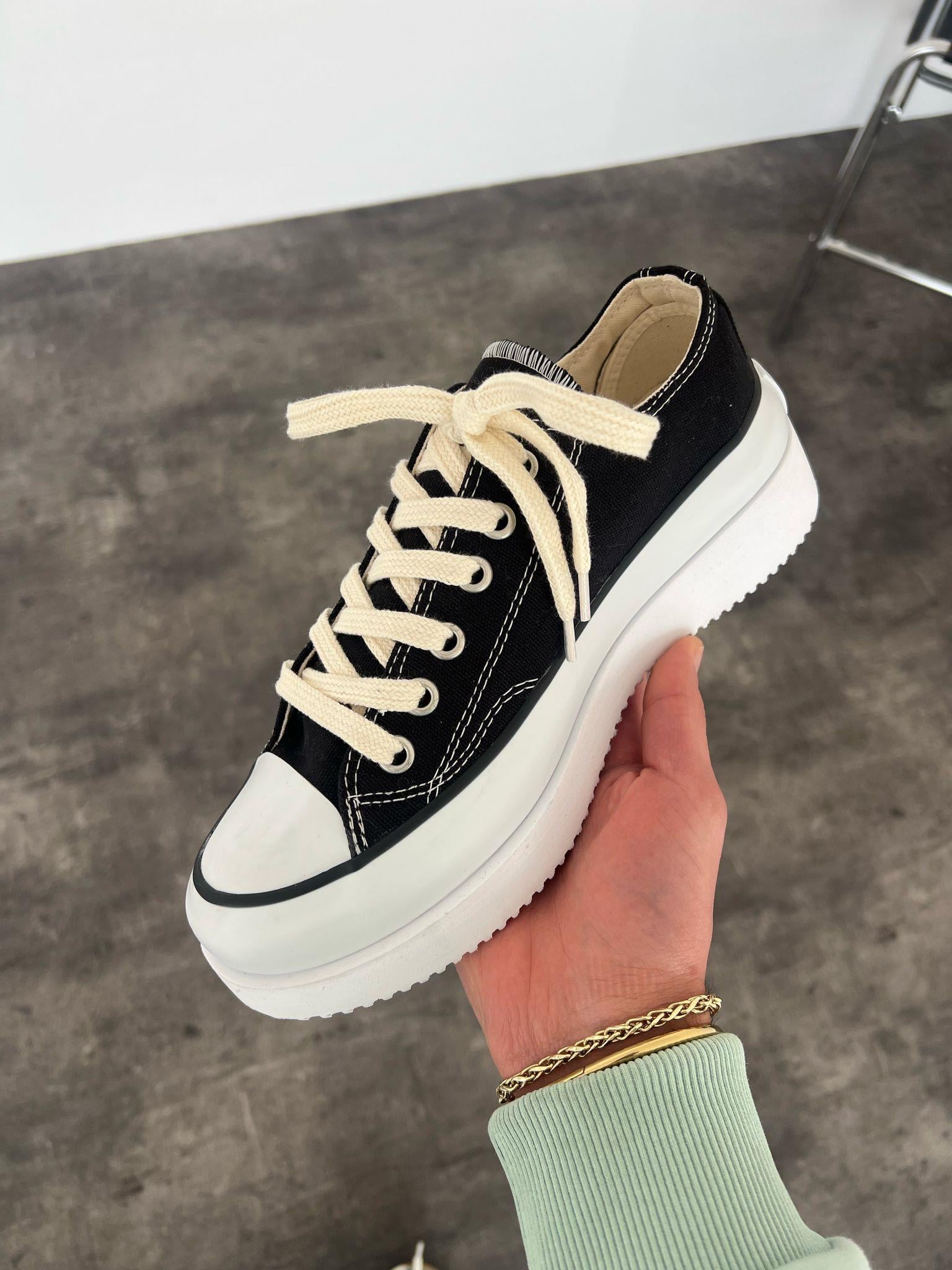 Siyah Yüksek Taban Sneakers Ayakkabı
