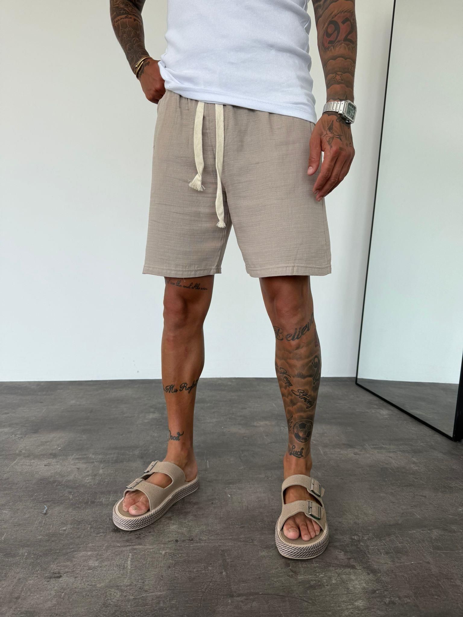 Vizon Müslin Kumaş Keten Şort