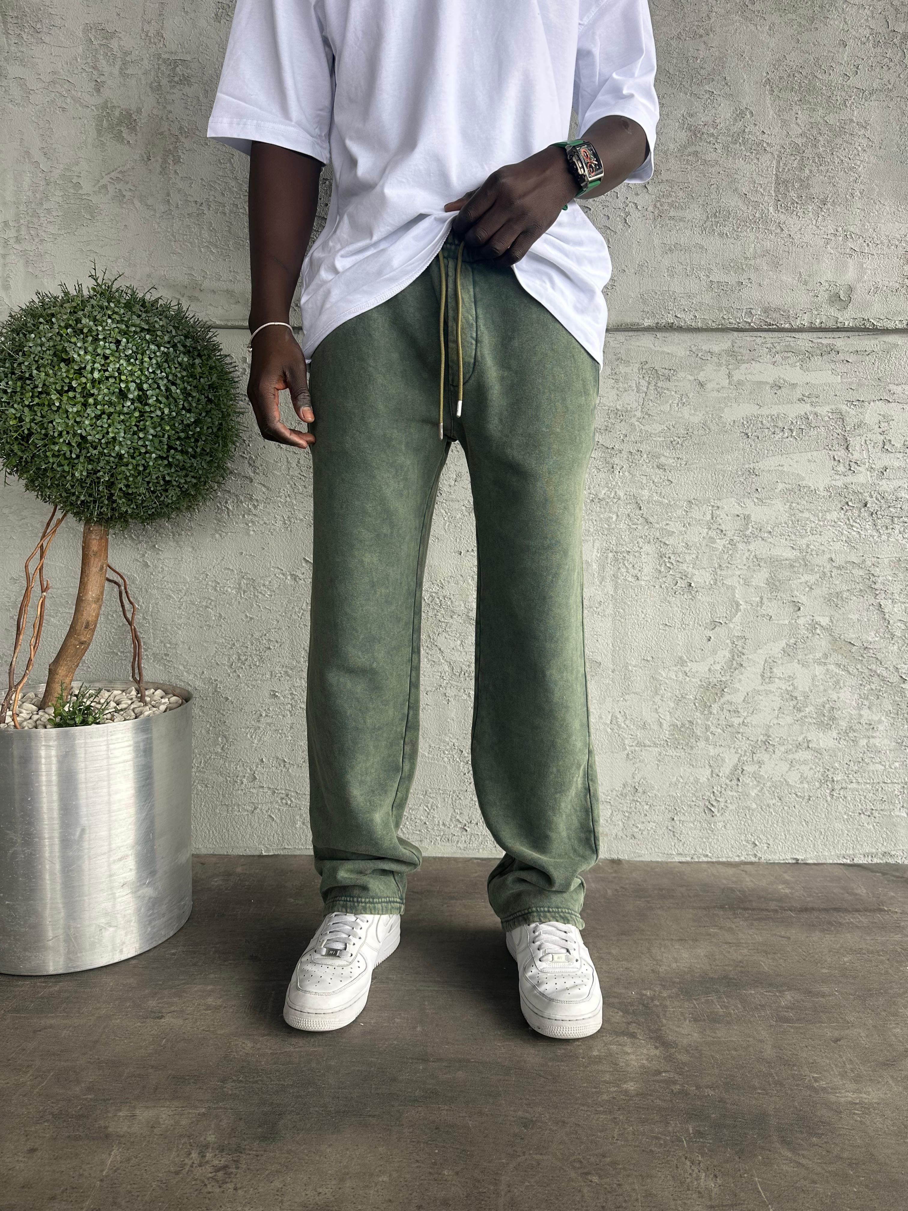 Yeşil Yıkamalı Baggy Eşofman