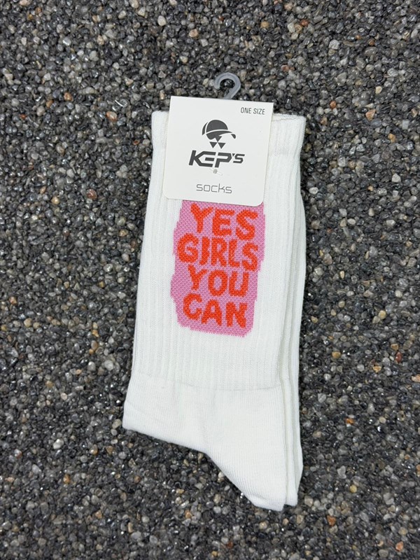 Beyaz Yes Girls You Can Yazılı Çorap