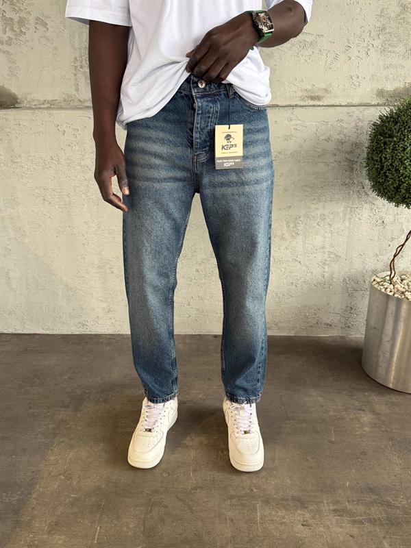 Lacivert Yıkamalı Boyfriend Jean