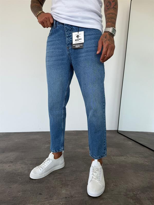 Mavi Taşlamalı Boyfriend Jean
