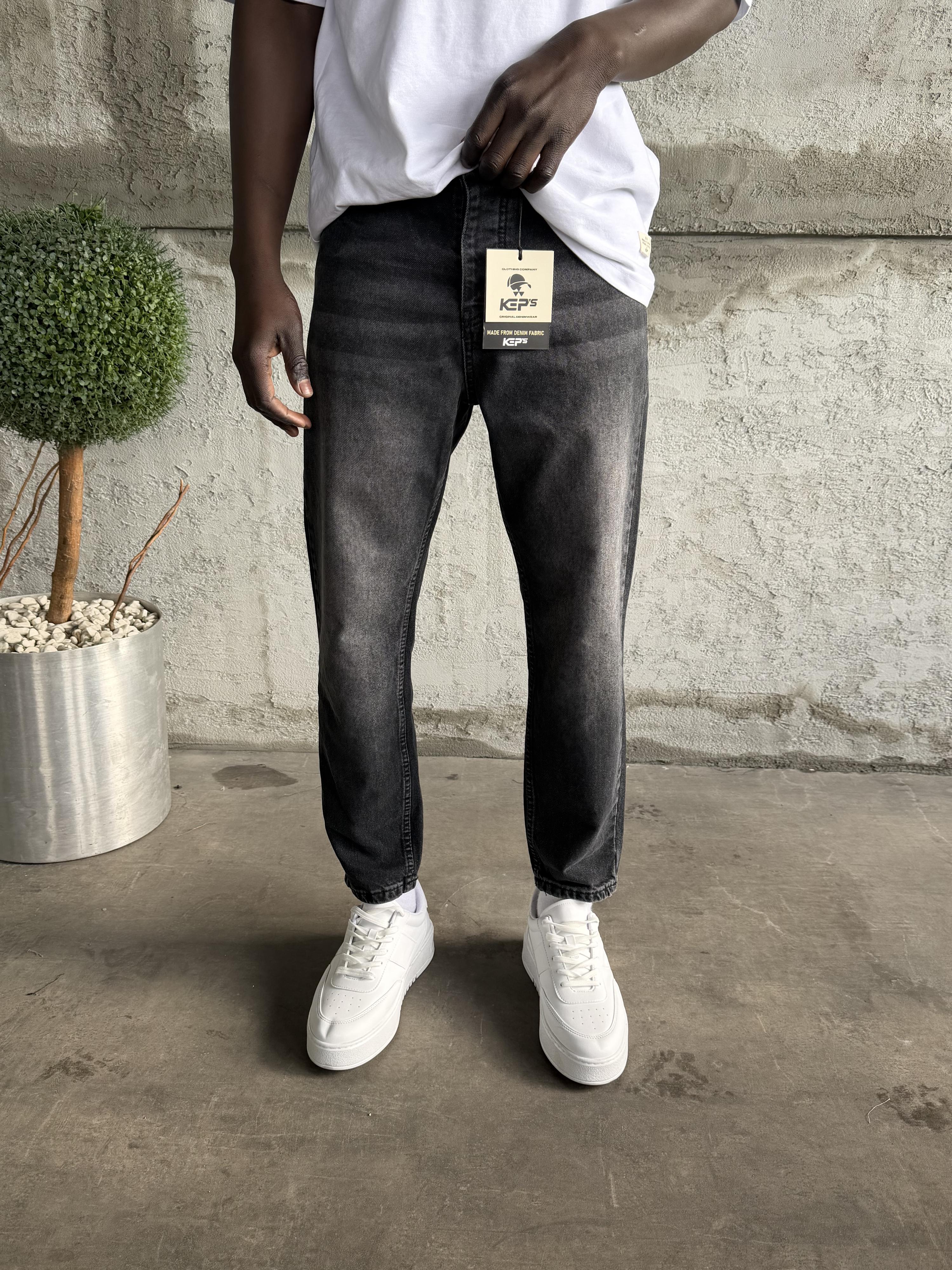 Antrasit Taşlamalı Boyfrien Jean