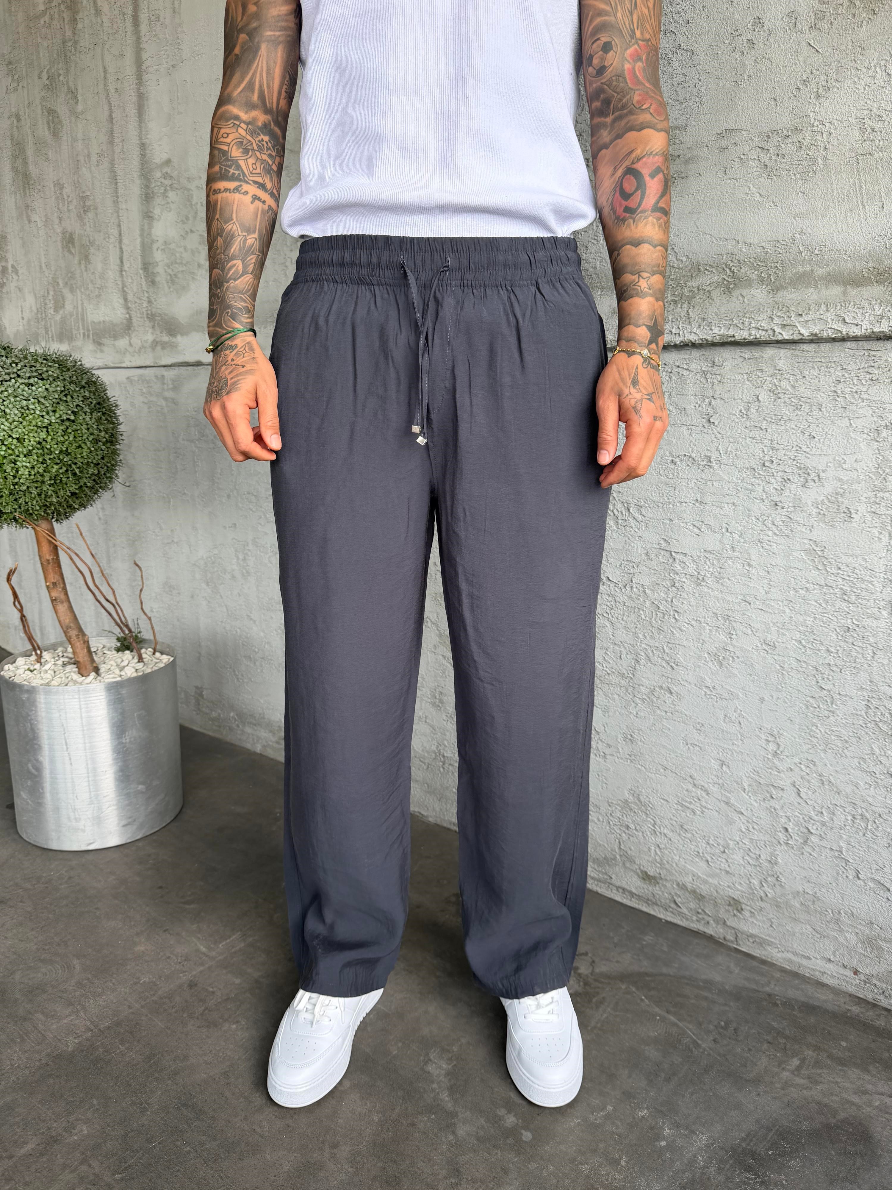 Antrasit Tensel Kumaş Baggy Pantolon