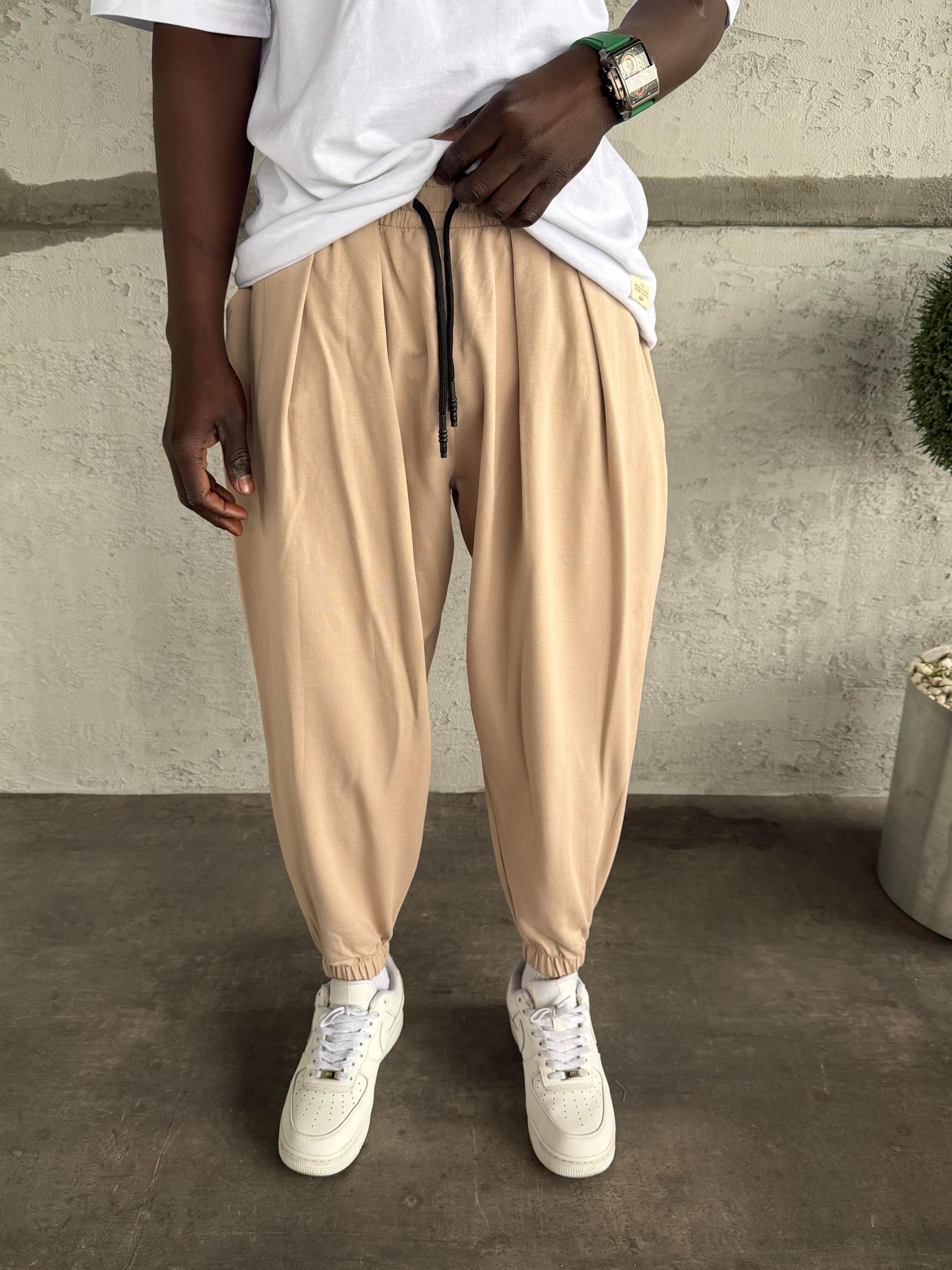 Bej Paça Lastik Şalvar Eşofman