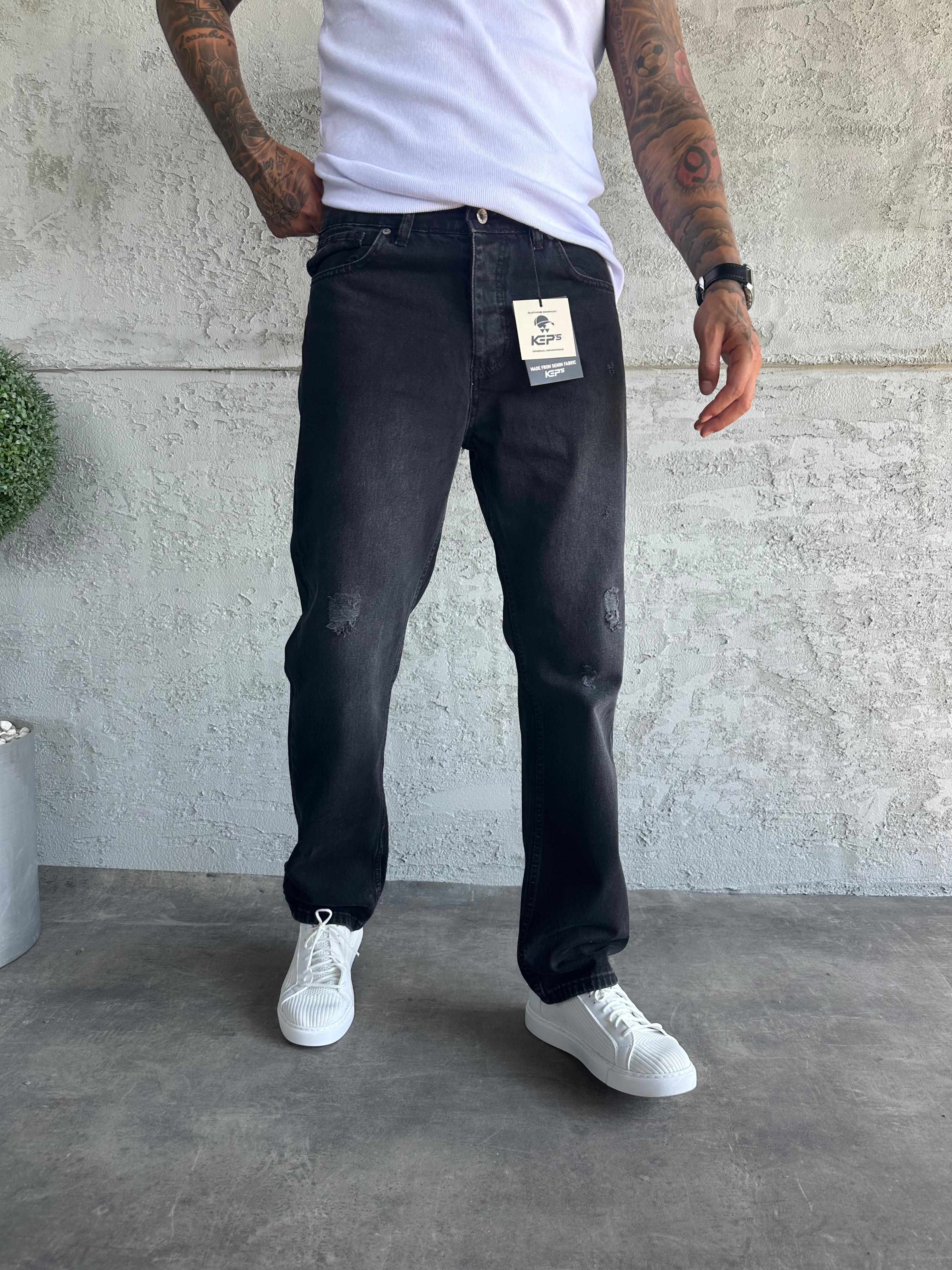 Füme Lazerli Baggy Jean