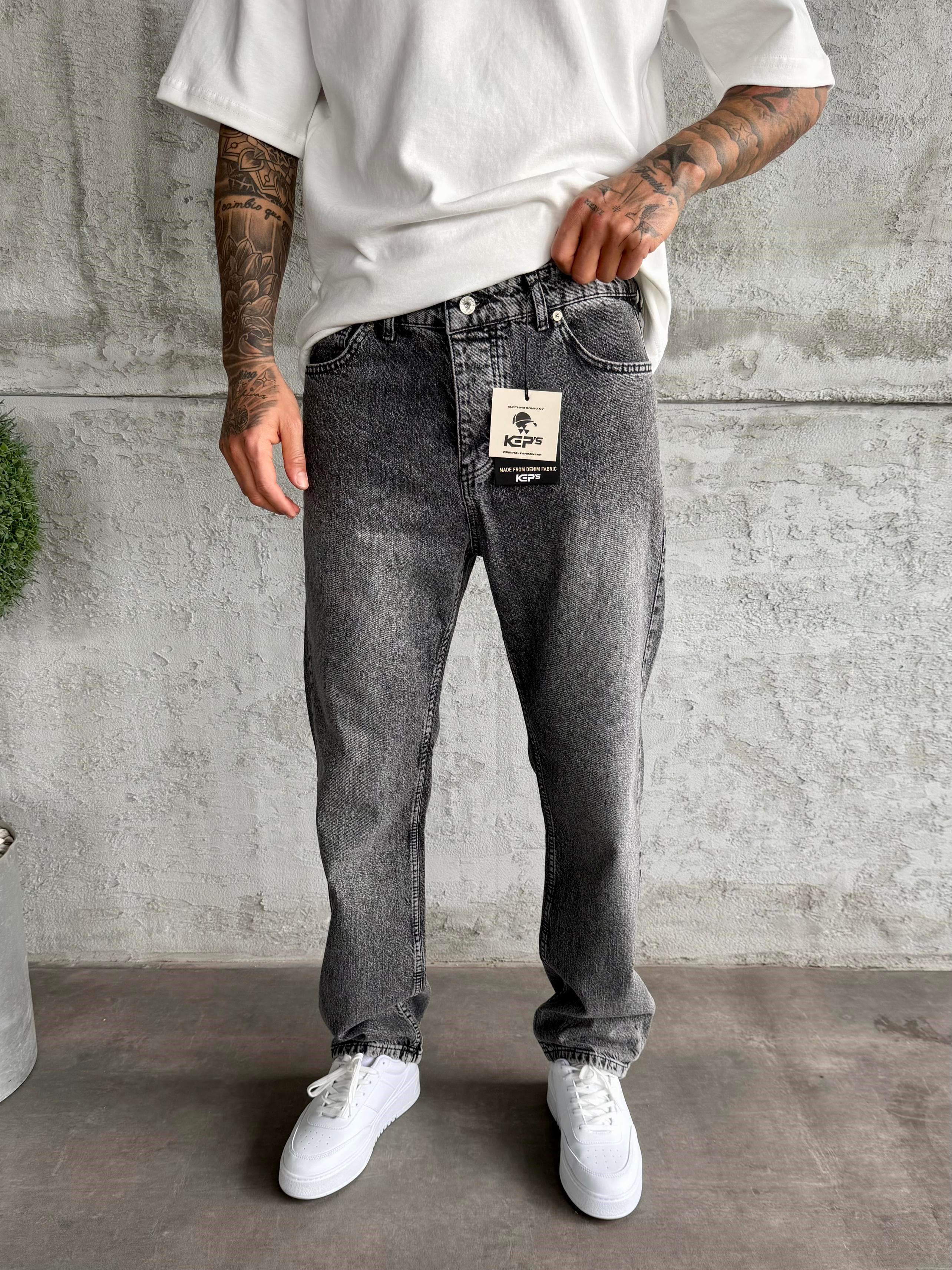Füme Taşlamalı Baggy Jean