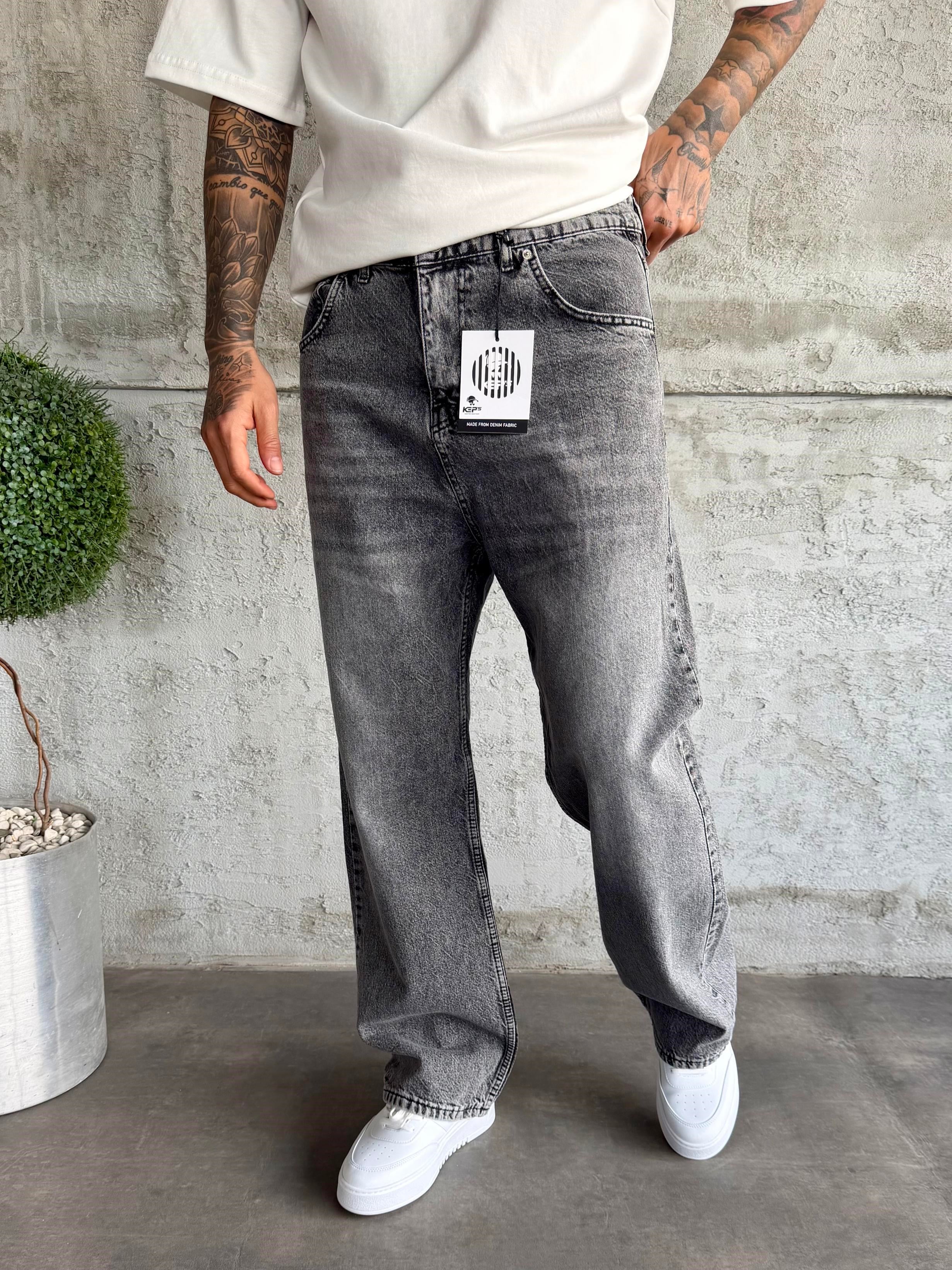 Füme Taşlamalı Relax Baggy Jean