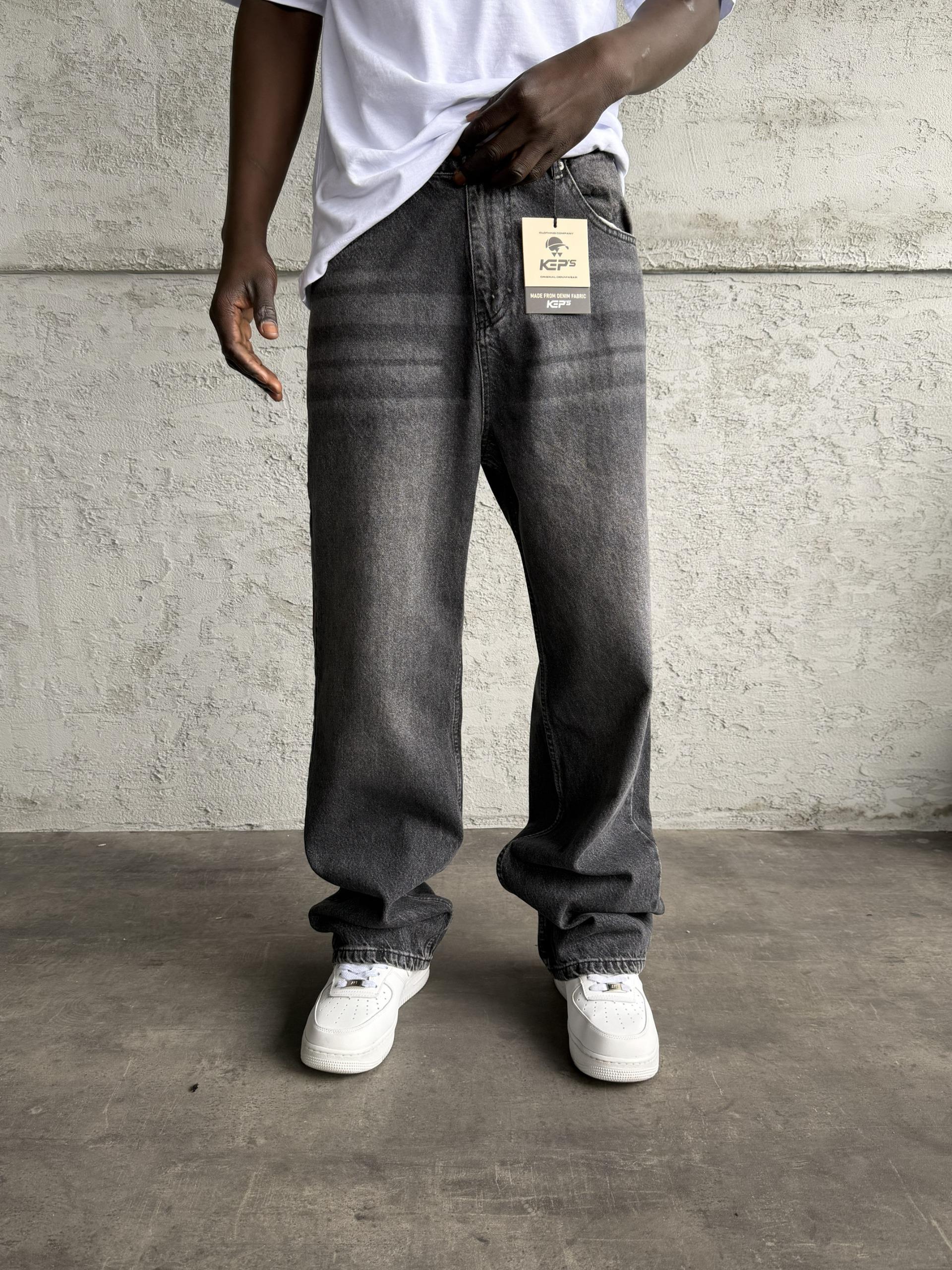 Füme Taşlamalı Relax Baggy Jean