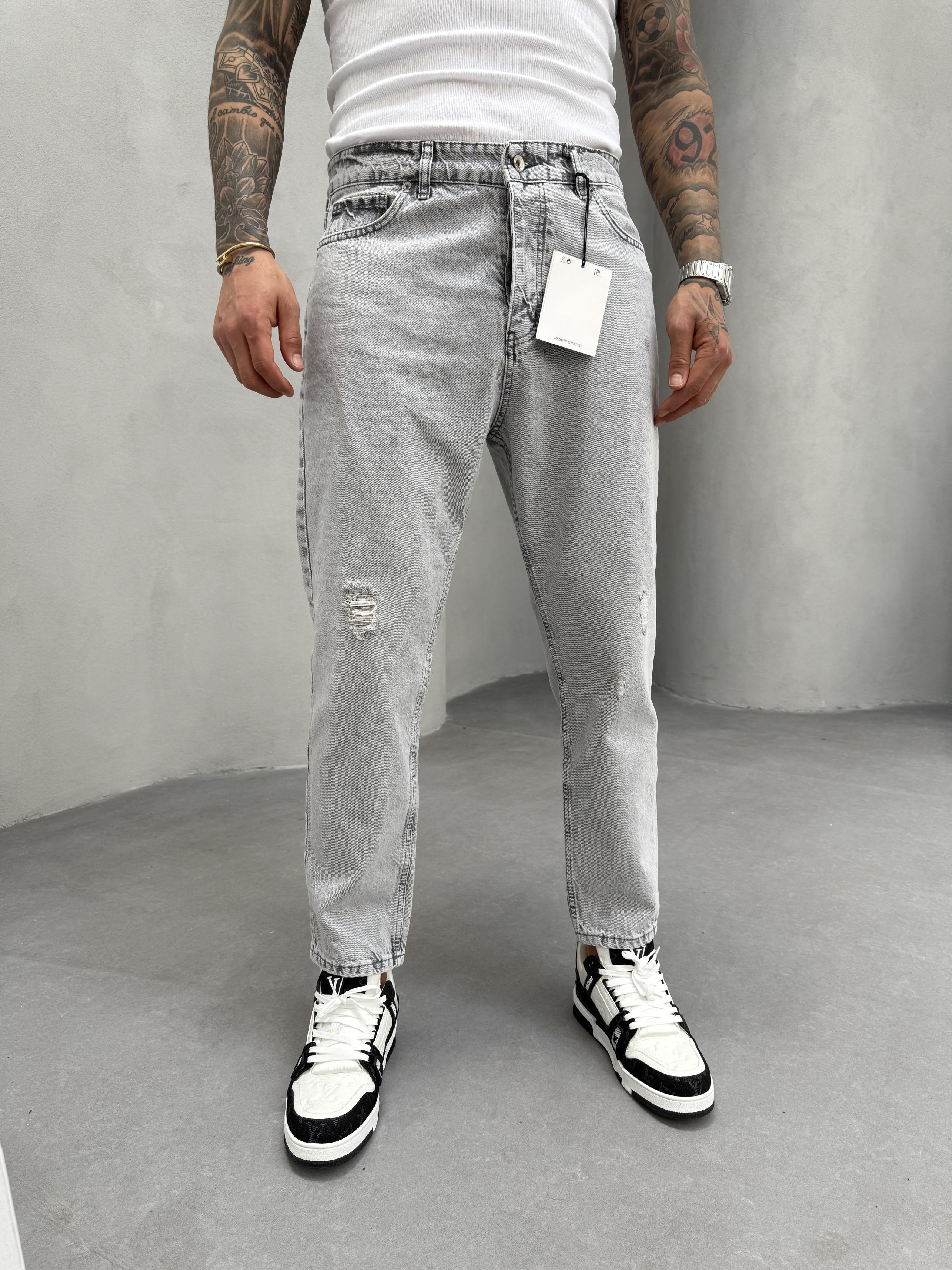Gri Lazer Detaylı Boyfriend Jean