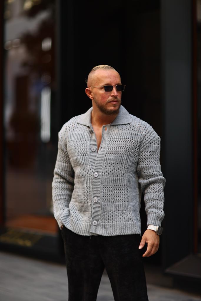 Gri Örme Triko Hırka