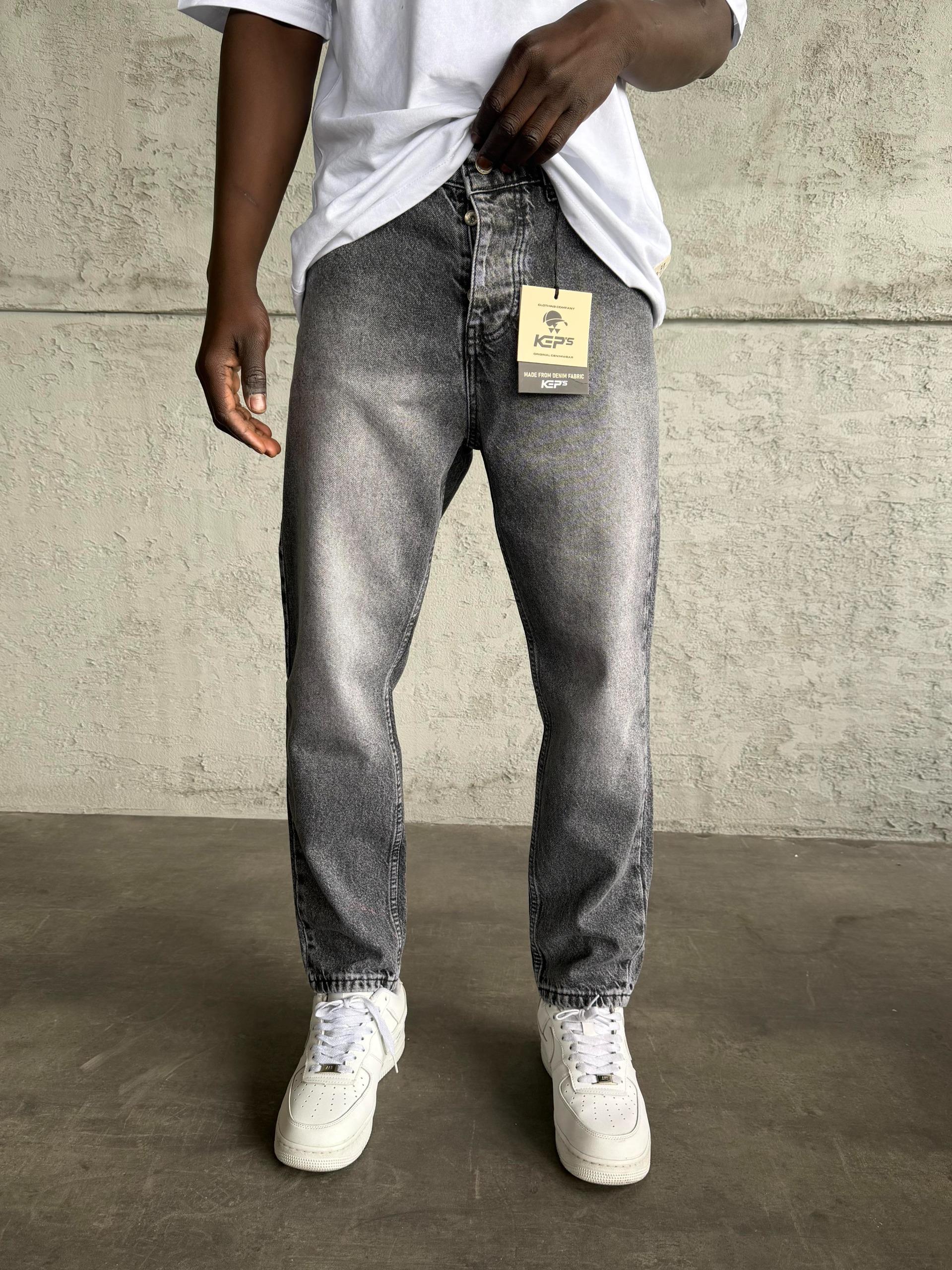 Gri Taşlamalı Boyfriend Jean