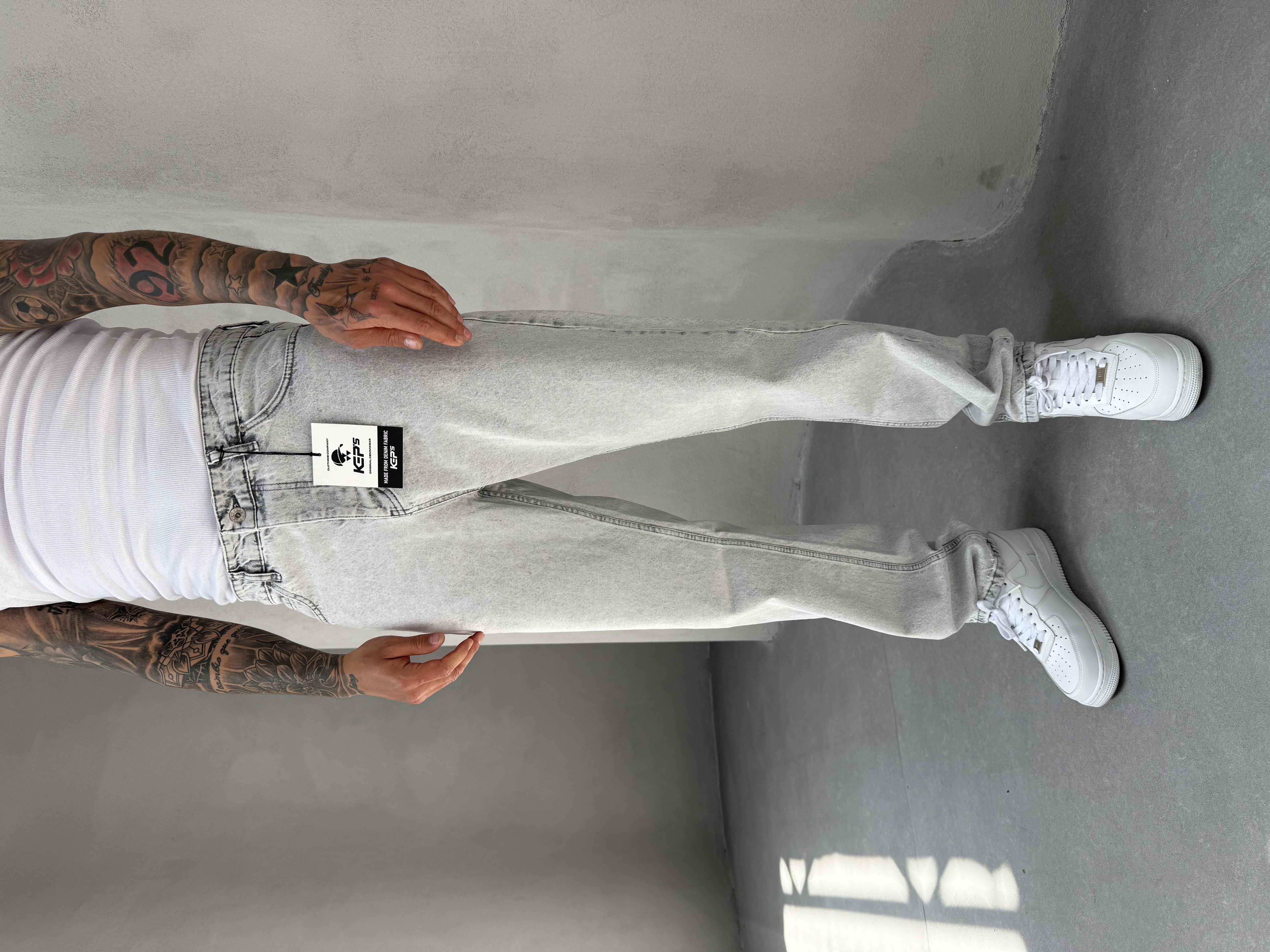 Gri Yıkamalı Baggy Jean
