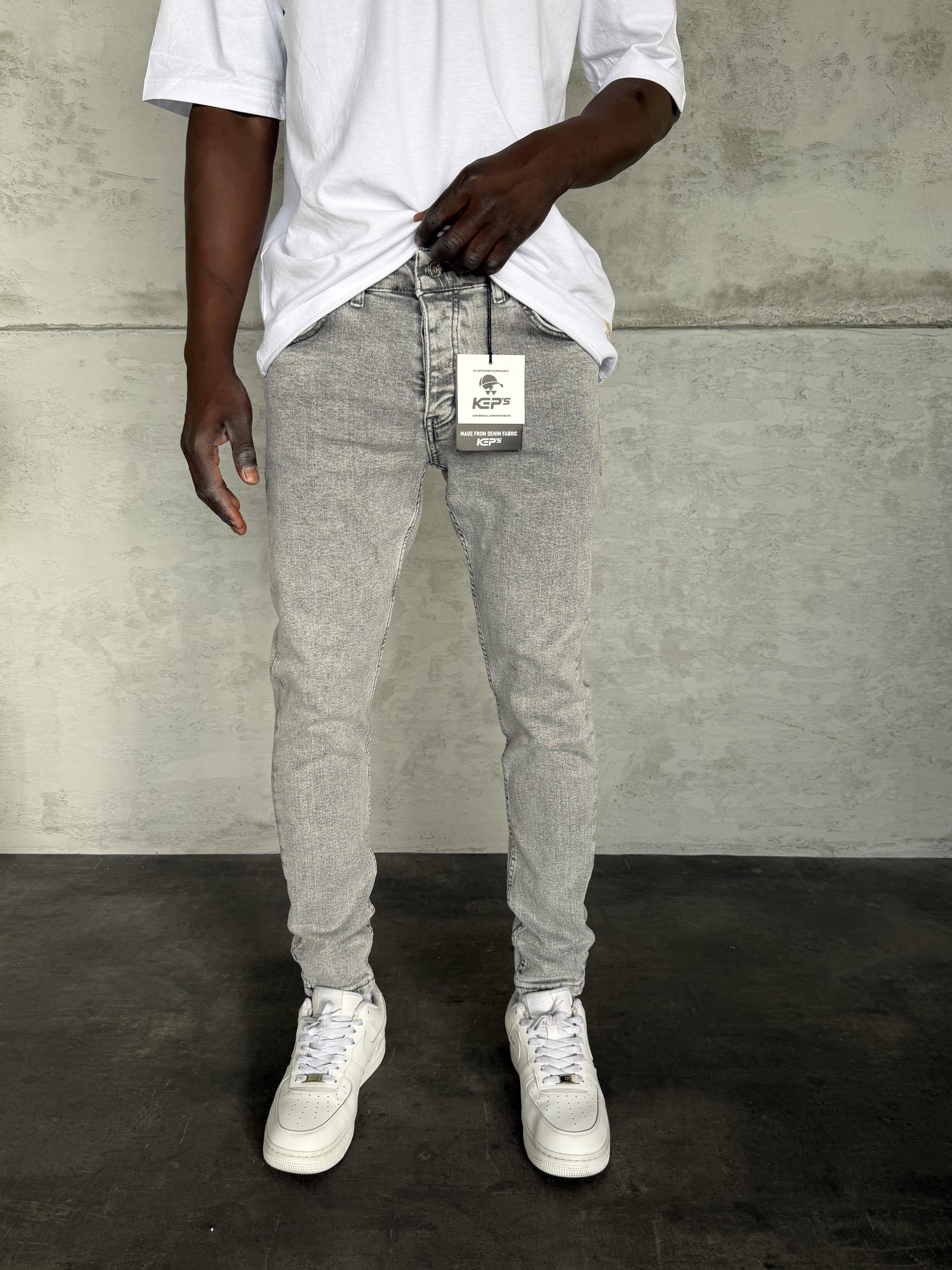 Gri Yıkamalı Slimfit Jean
