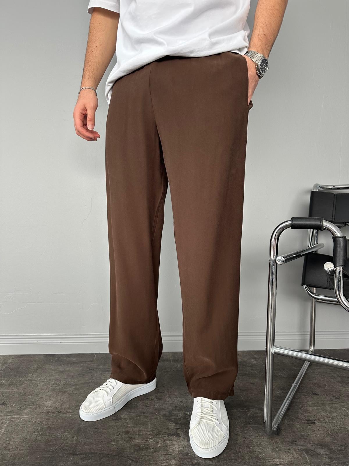 Kahve Duble Kumaş Baggy Pantolon