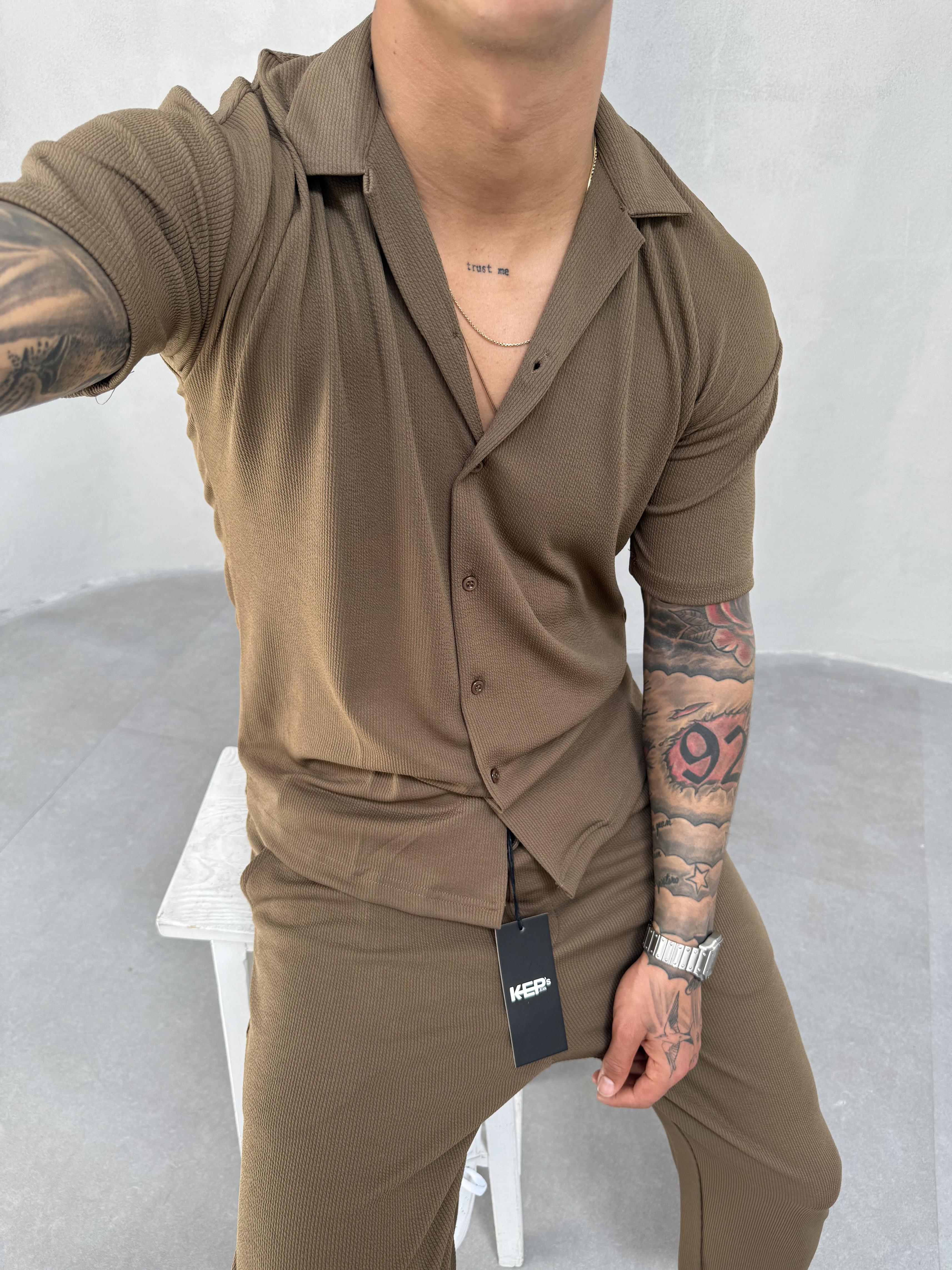 Kahve Fitilli Gömlek