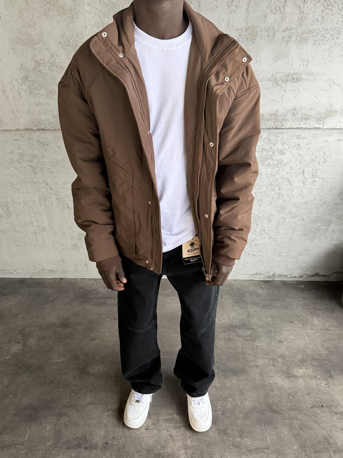 Kahve Kanguru Cepli Mont