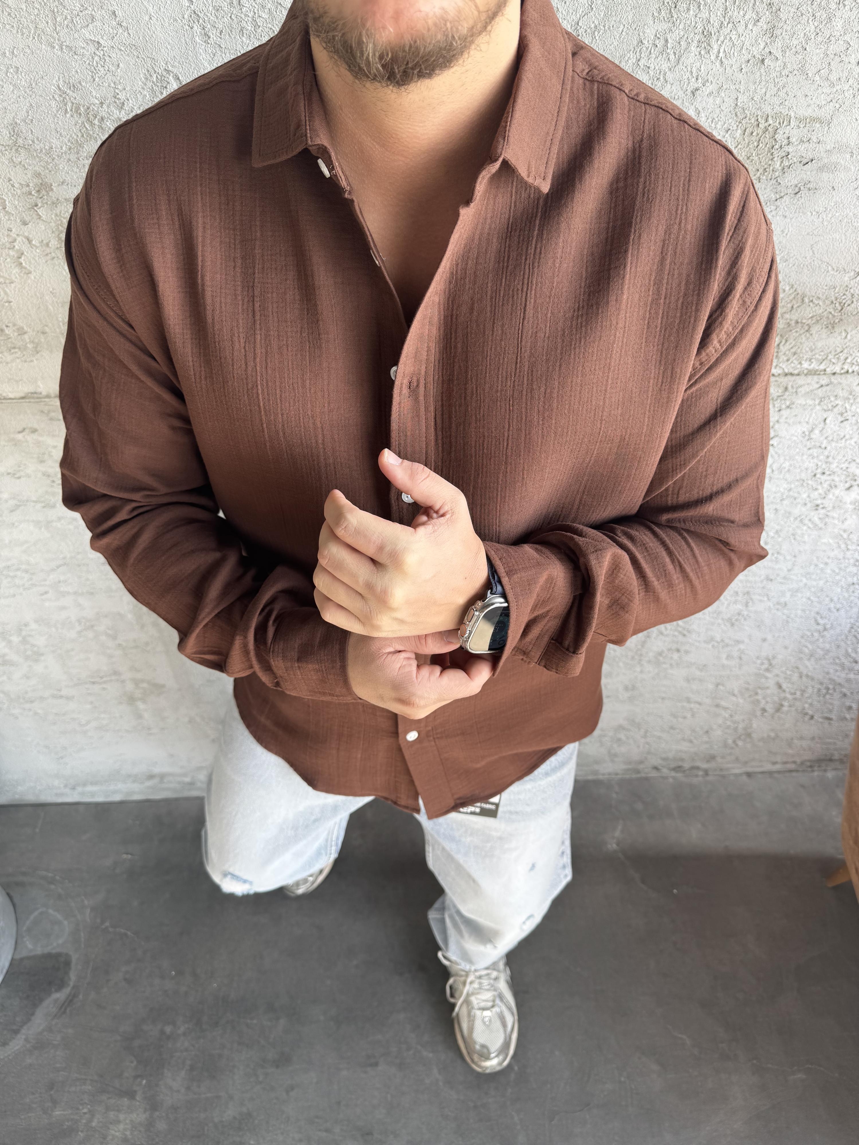 Kahve Müslin Kumaş Gömlek