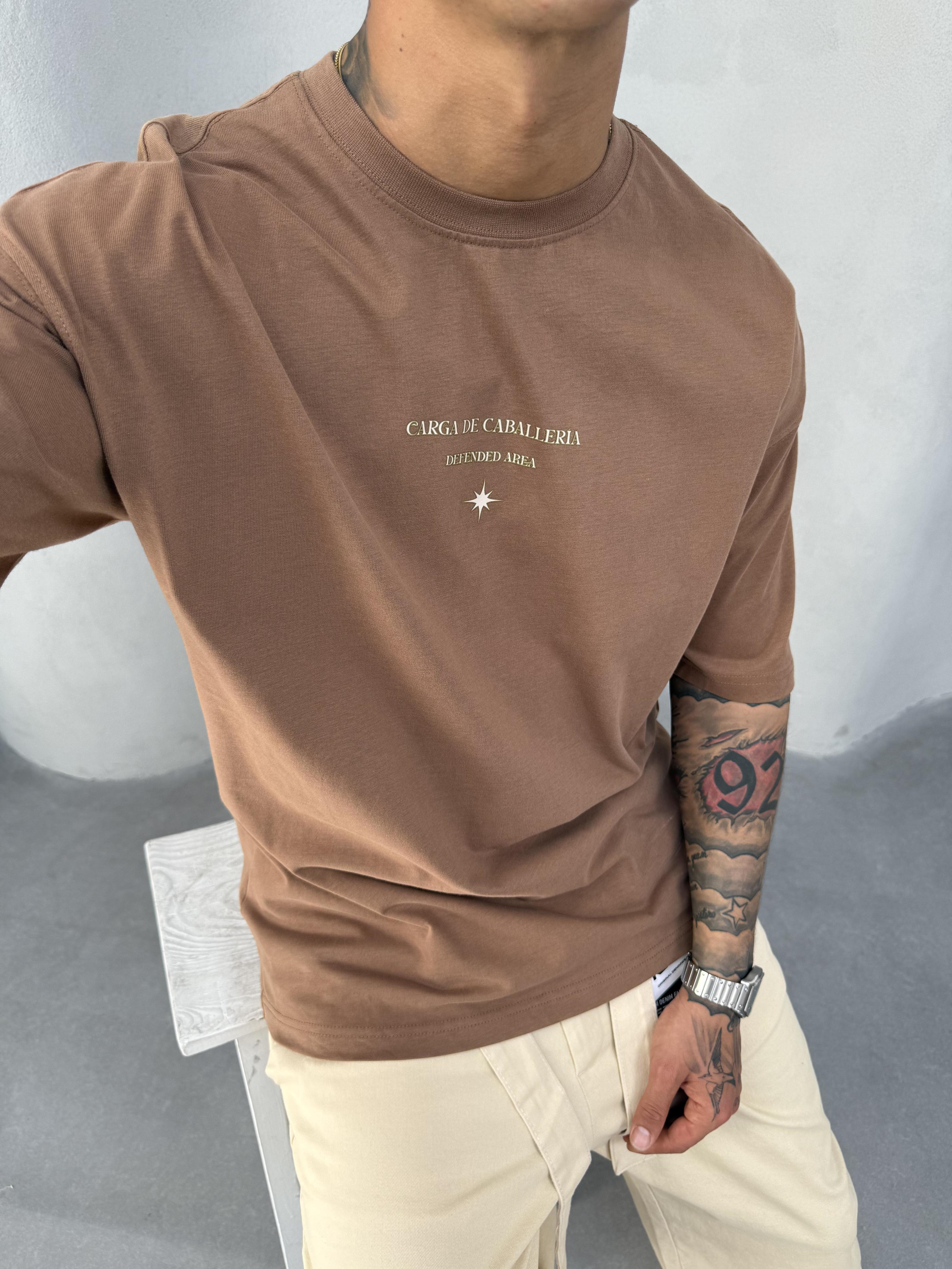 Kahve Oversize Baskılı T-Shirt