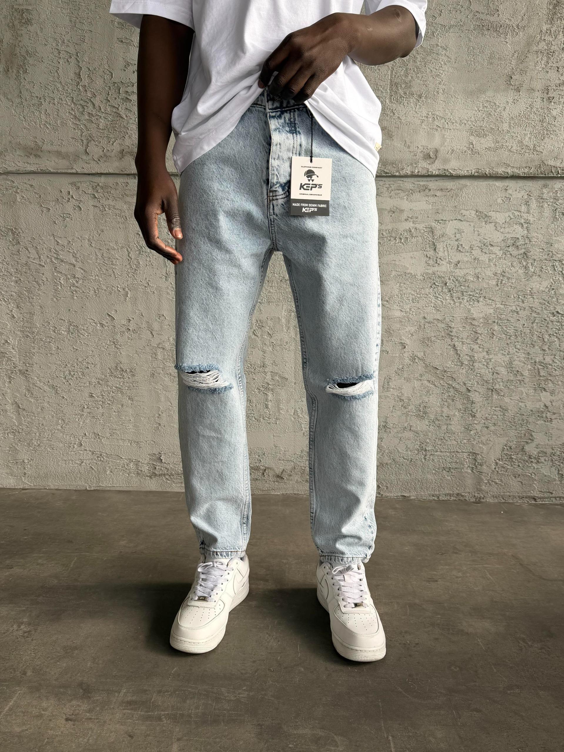 Kar Yıkama Diz Yırtık Boyfriend Jean