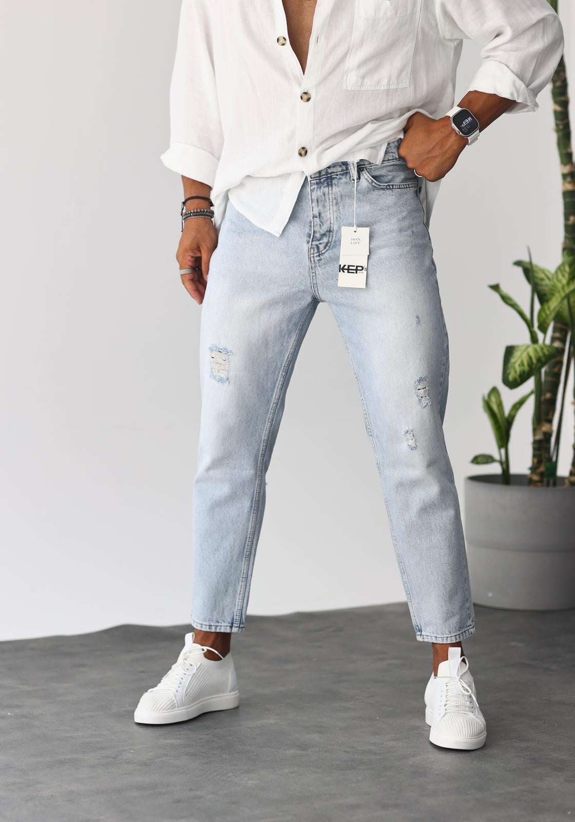 Kar Yıkama Lazer Detaylı Boyfriend Jean