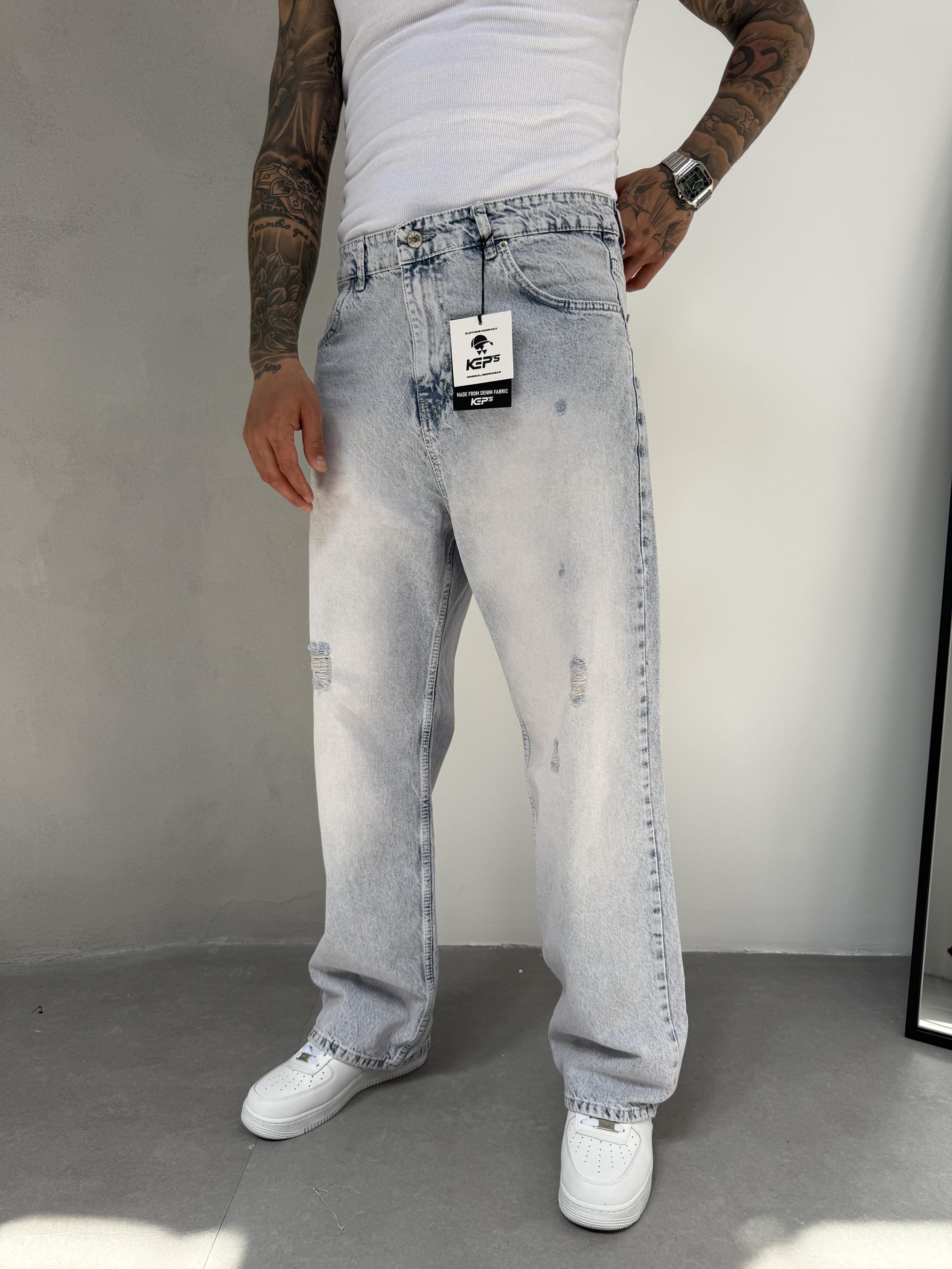 Kar Yıkama Lazerli Relax Baggy Jean