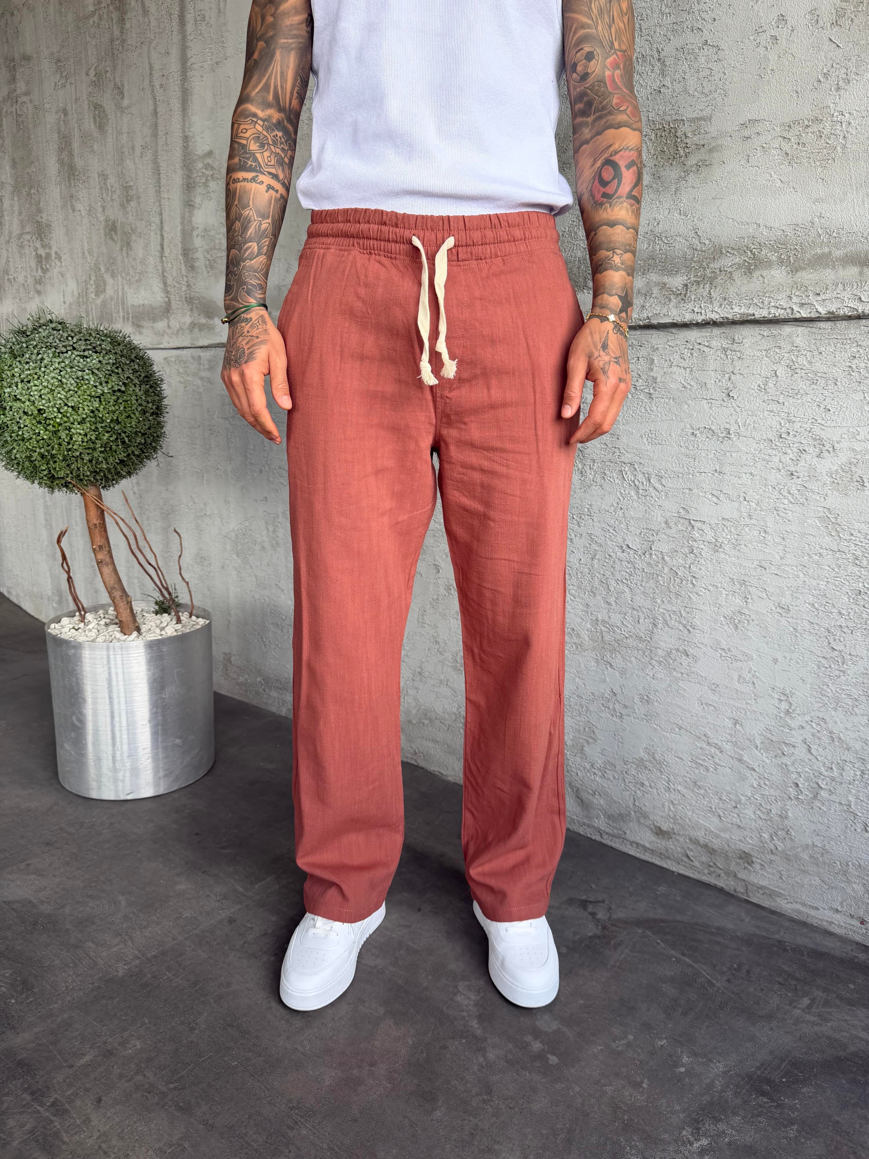 Kiremit Keten Baggy Pantolon