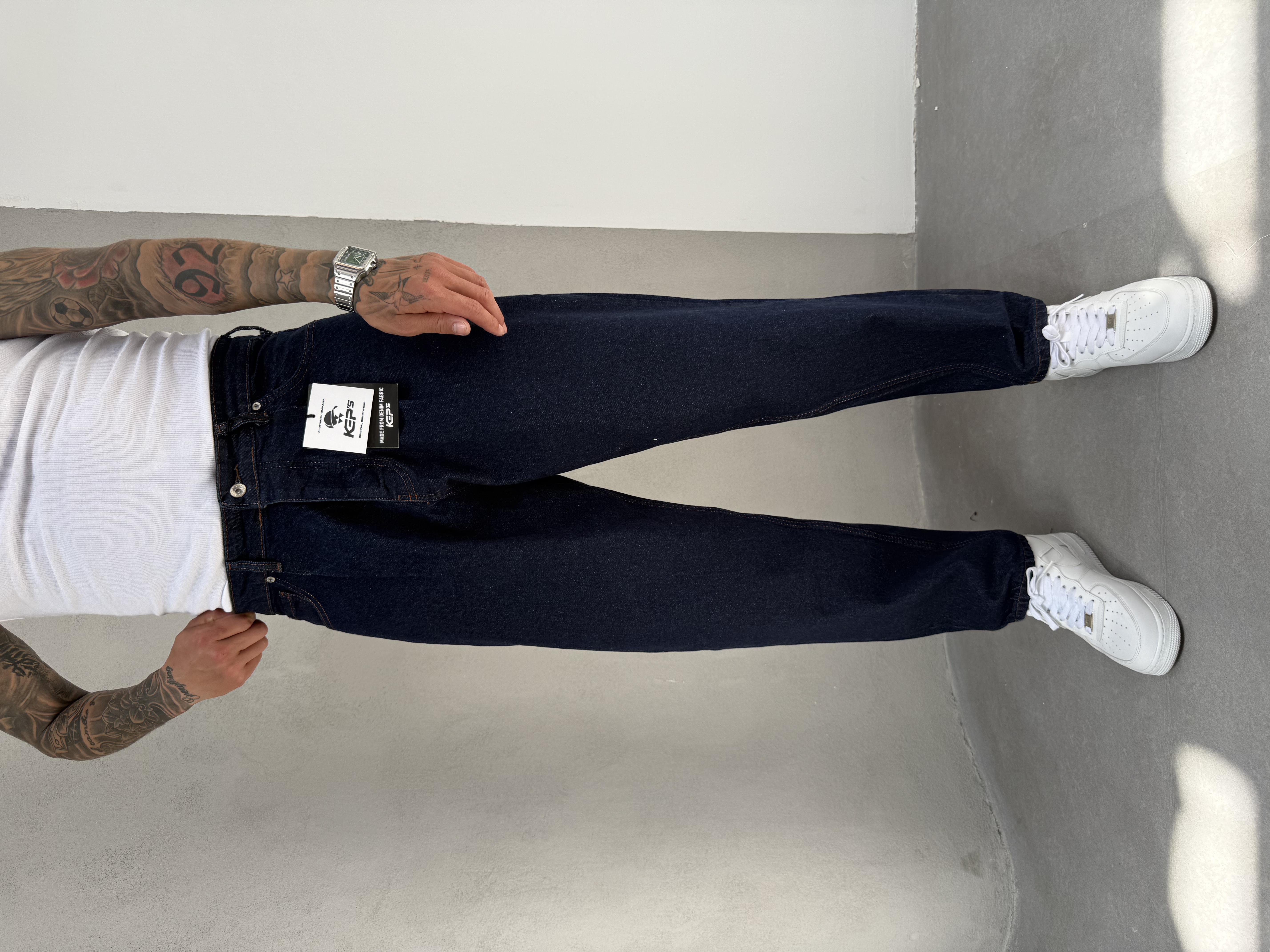 Koyu Lacivert Ballon Fit Boyfriend Jean
