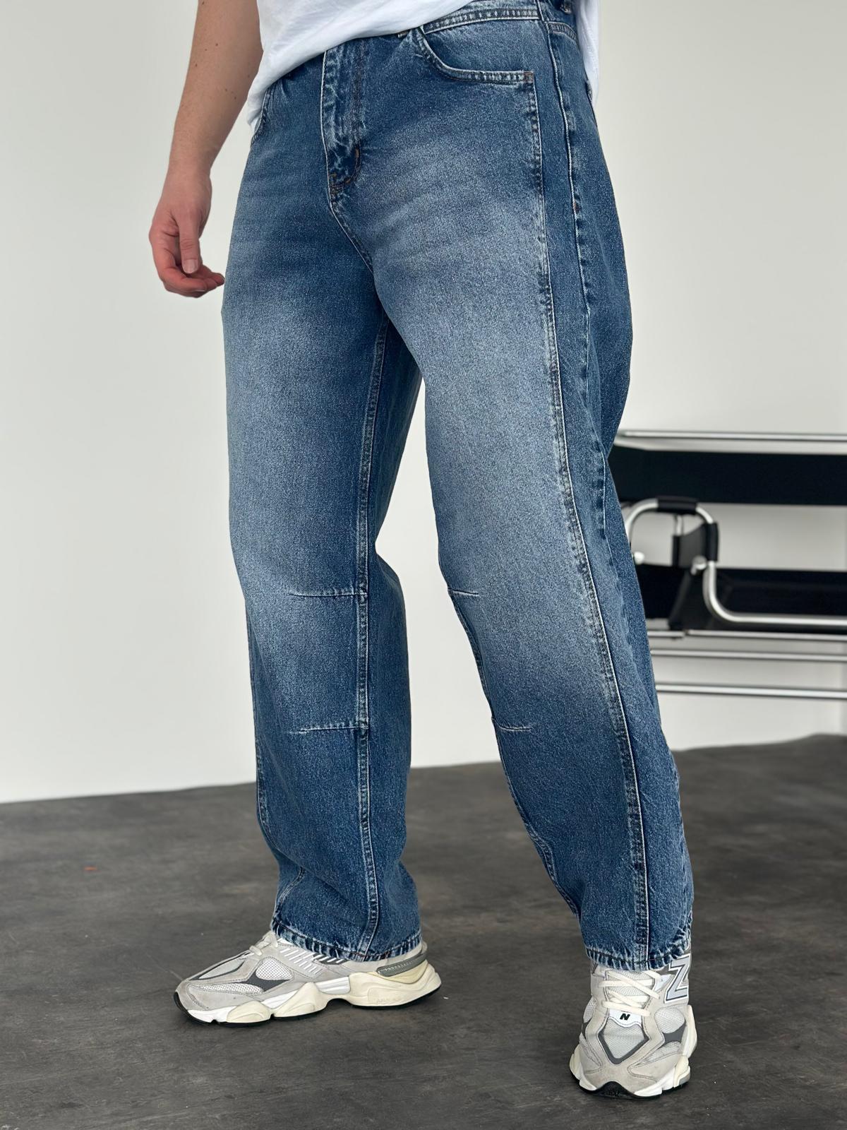 Koyu Mavi Taşlamalı Relax Baggy Jean