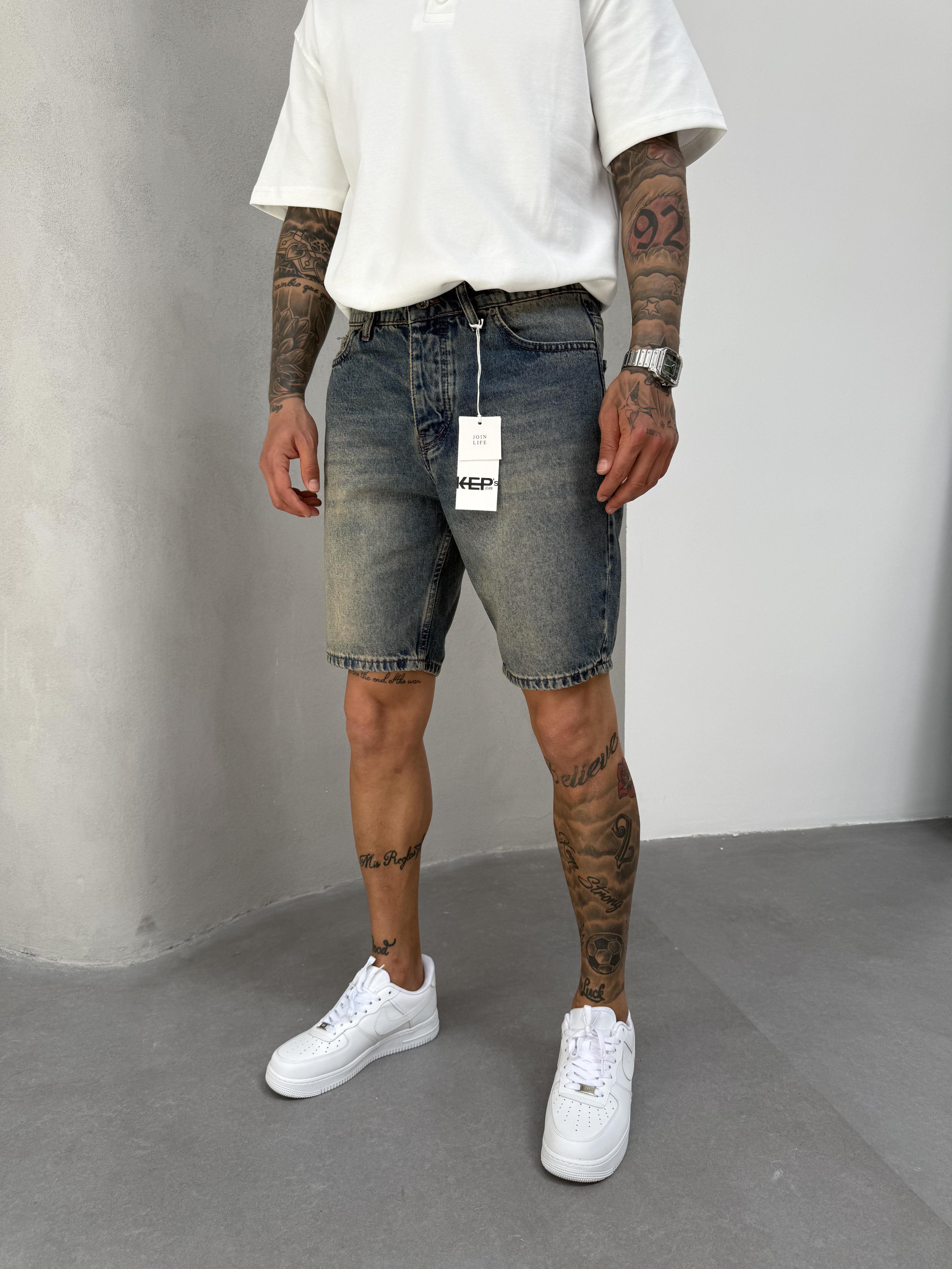 Koyu Yıkamalı Kot Şort