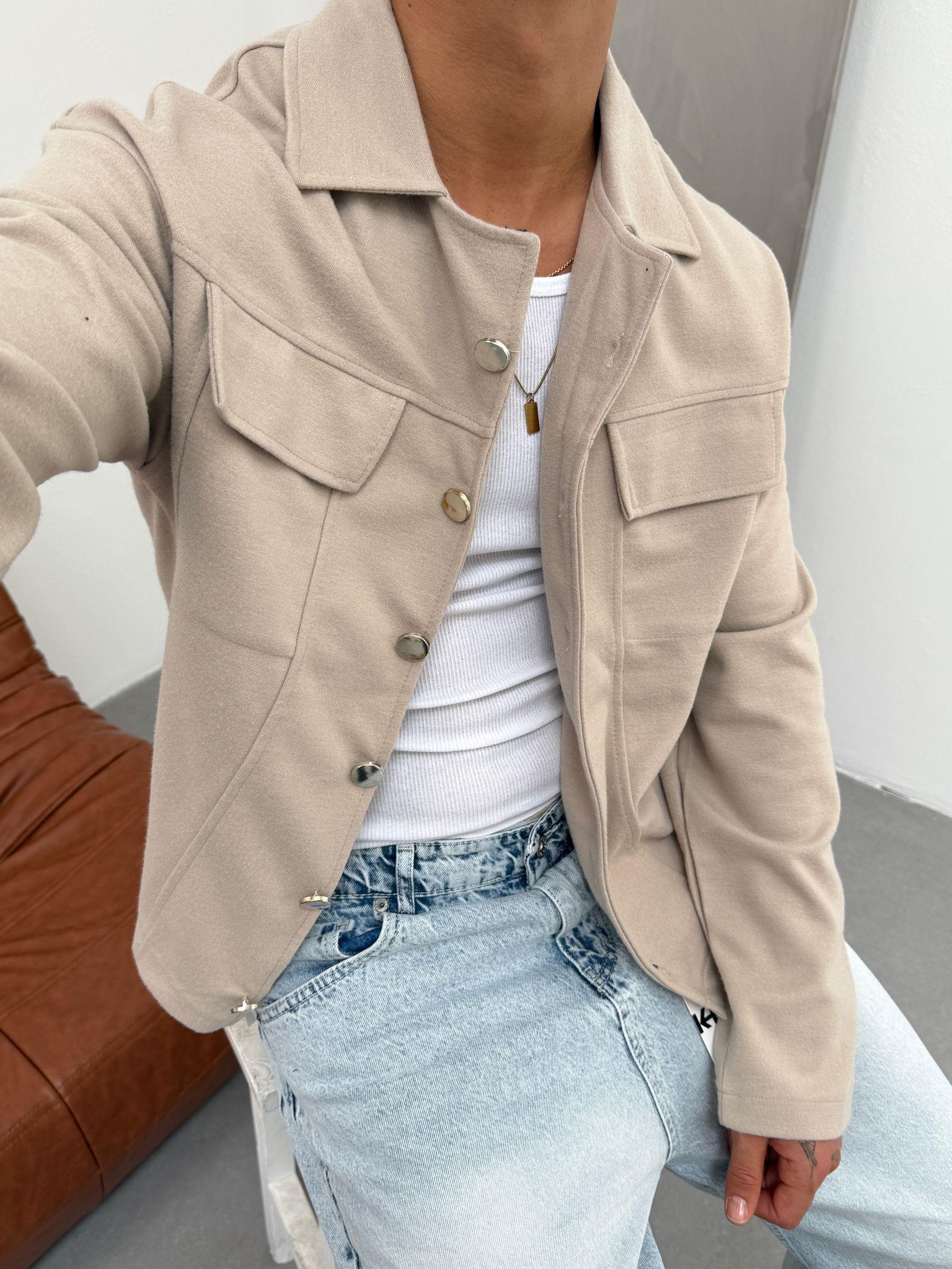 Krem Baharlık Kaşe Ceket