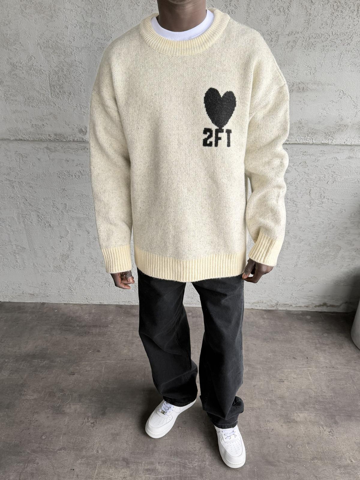 Krem Kalp Detaylı Triko Kazak