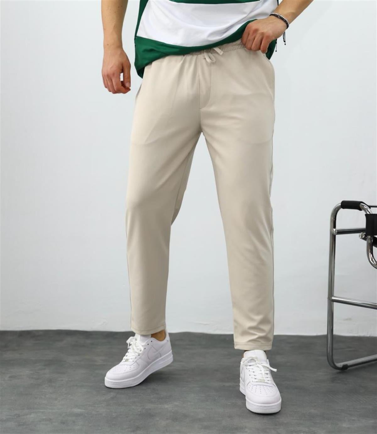 Krem Regular Fit Pantolon