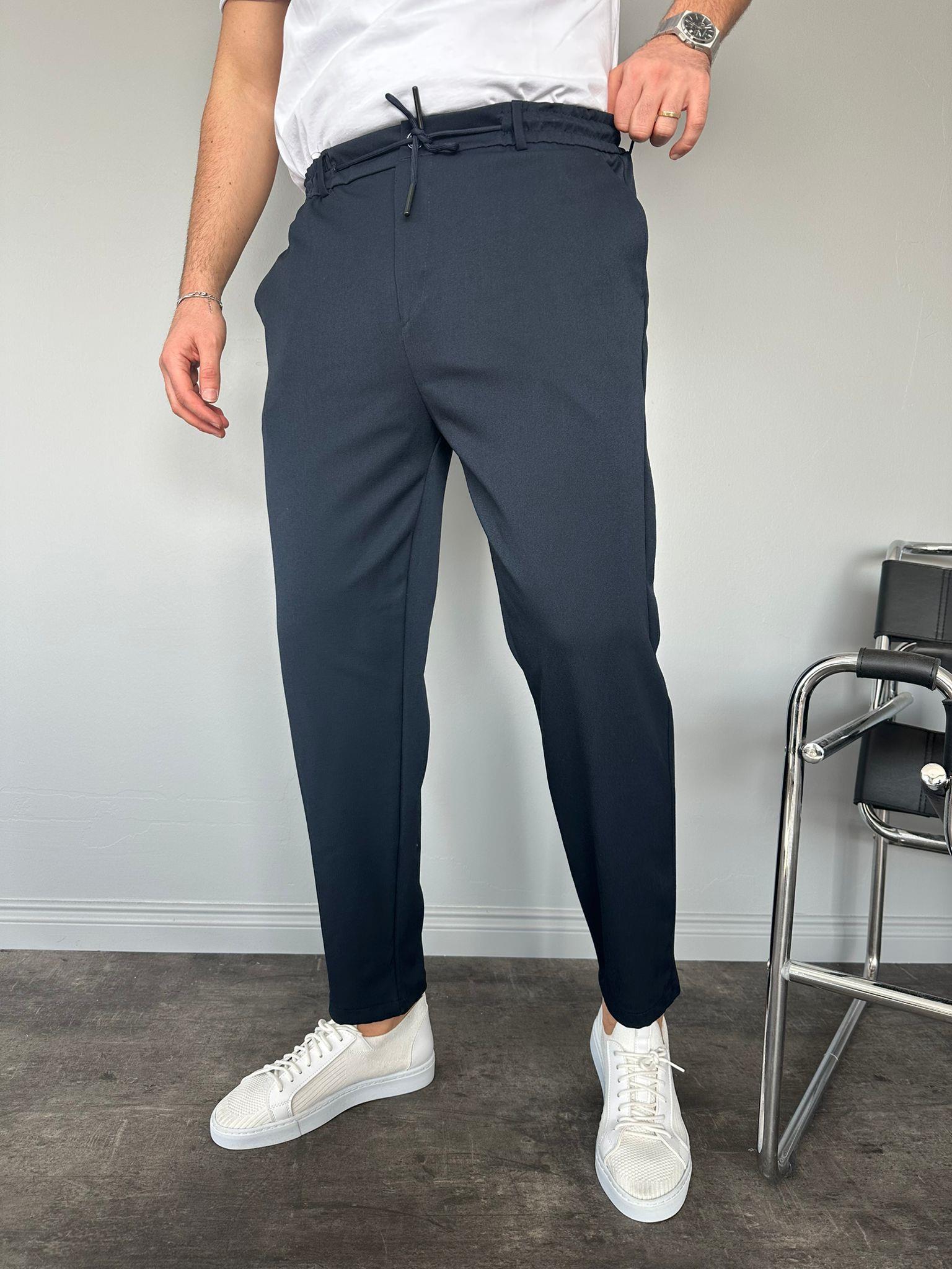 Lacivert Gabardin Kumaş Boyfriend Pantolon